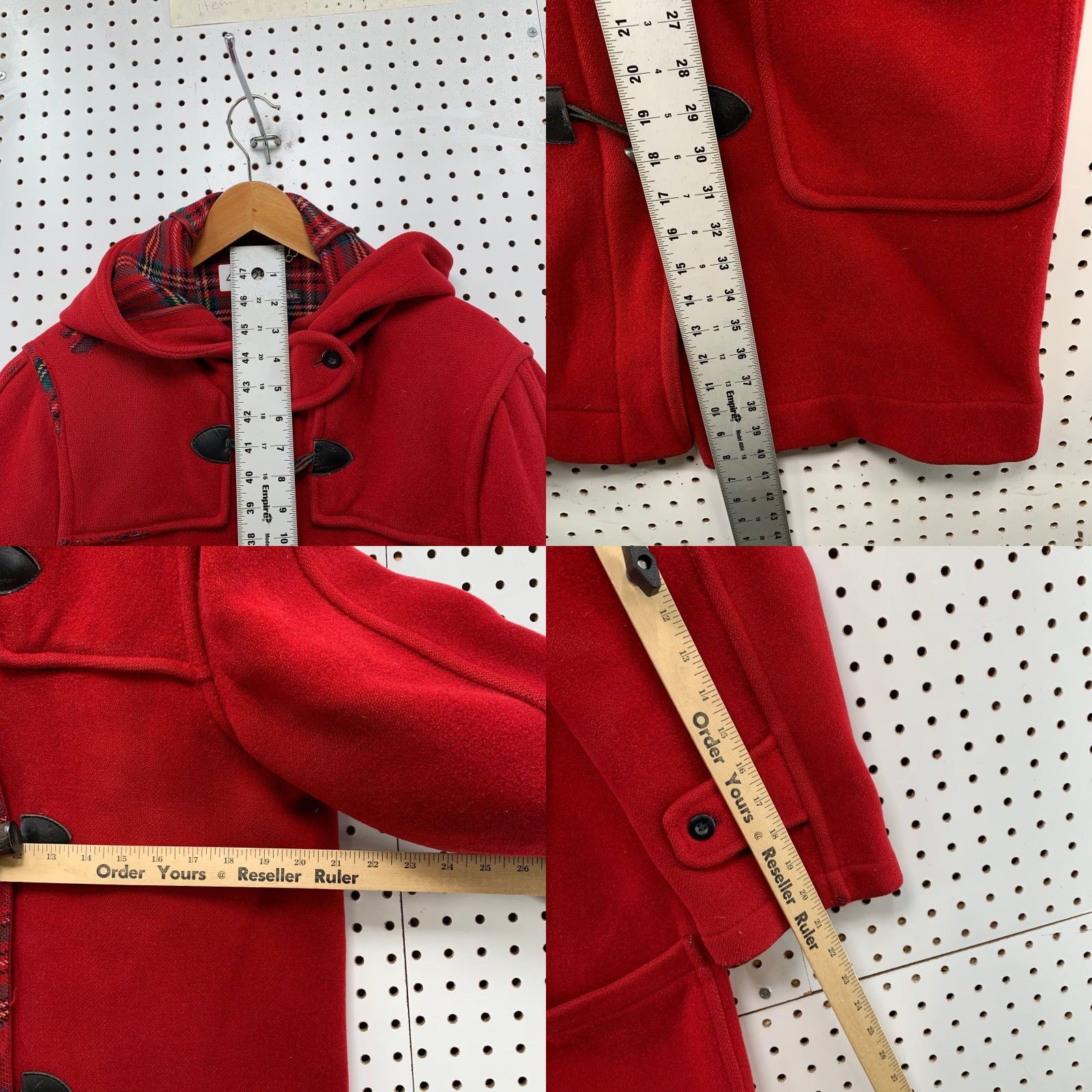 Brooks Brothers VINTAGE Brooks Brothers Wool Duffle Coat Womens XS Red Plaid Hooded Lined Winter Style Overcoat Women XS Red Brooks Brothers Coat Size XS / US 0-2 / IT 36-38 - 9 Thumbnail