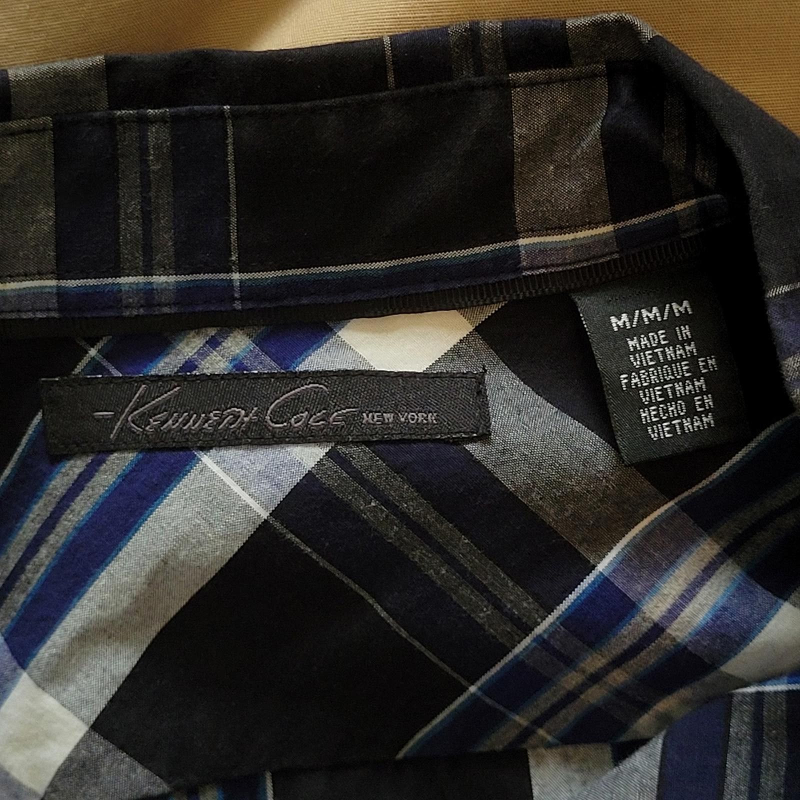 Other Kenneth Cole Men's M Snap Shirt Long Sleeve Black Blue Plaid Size US M / EU 48-50 / 2 - 4 Thumbnail