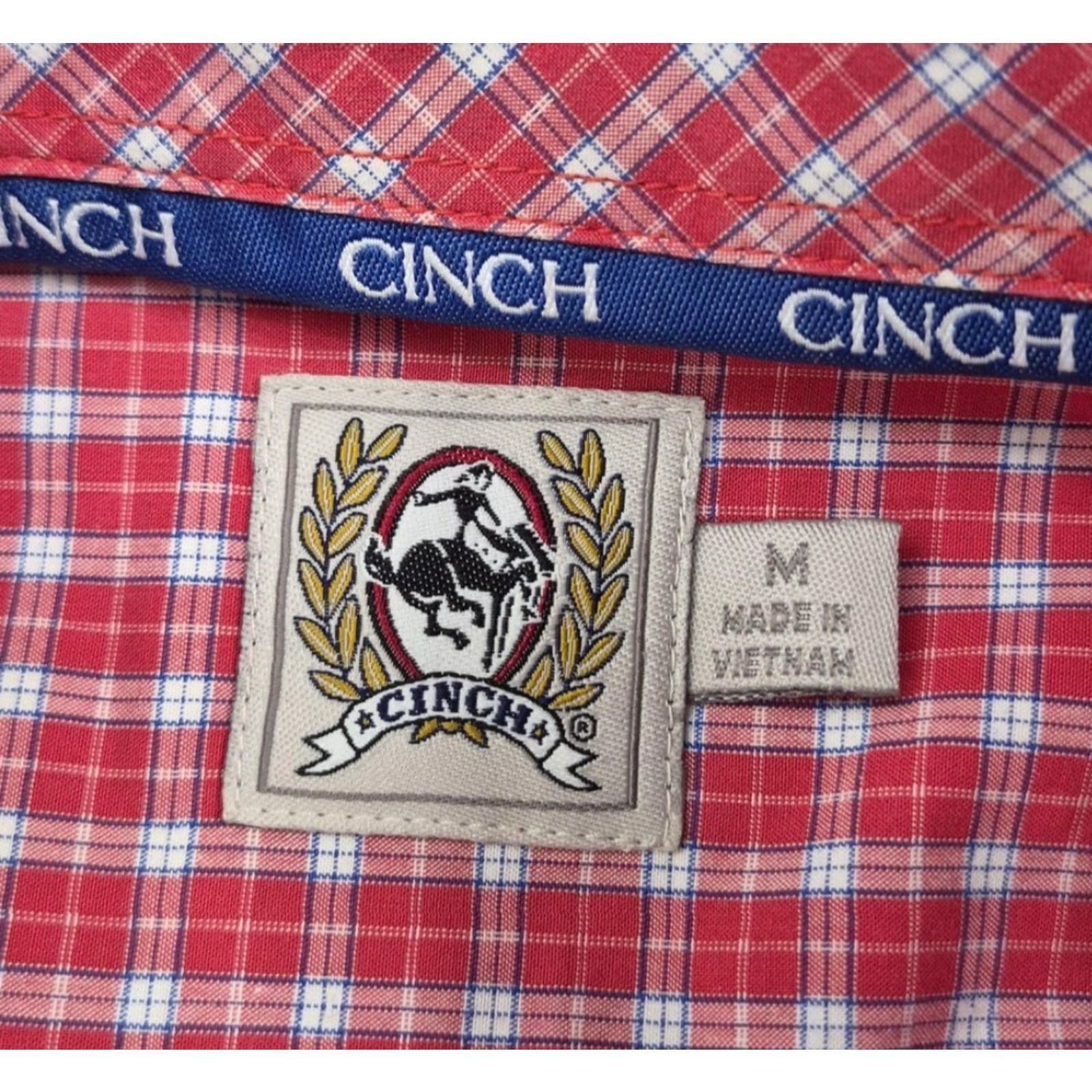 Vintage Cinch Shirt Mens Medium Red Plaid Long Sleeve Button-Up Western Casual Cowboy Shirt Size US M / EU 48-50 / 2 - 4 Thumbnail