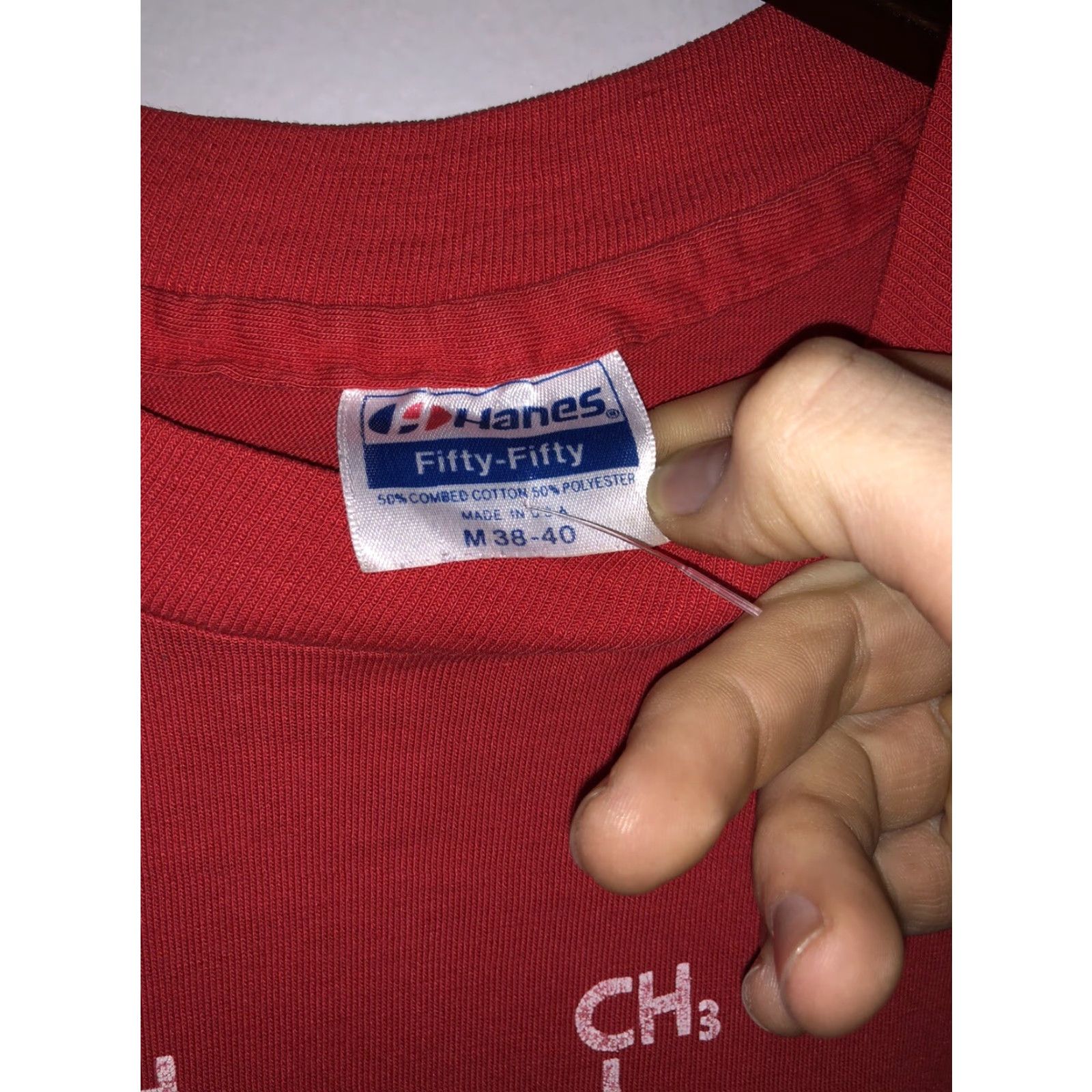 Hanes VINTAGE Hanes Chemistry Shirt Ccho2 Lab Red Large 80s Men T-Shirt Size US M / EU 48-50 / 2 - 4 Thumbnail
