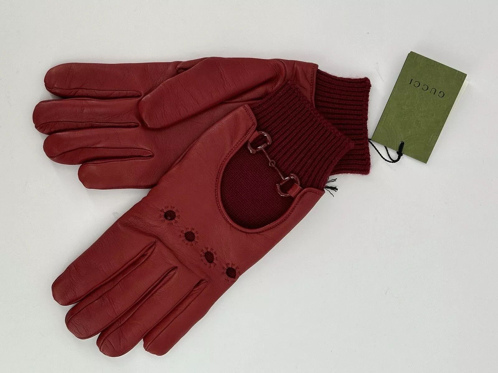 Gucci new Gucci Gloves Men's leather red Size-M-9 Size ONE SIZE - 1 Thumbnail