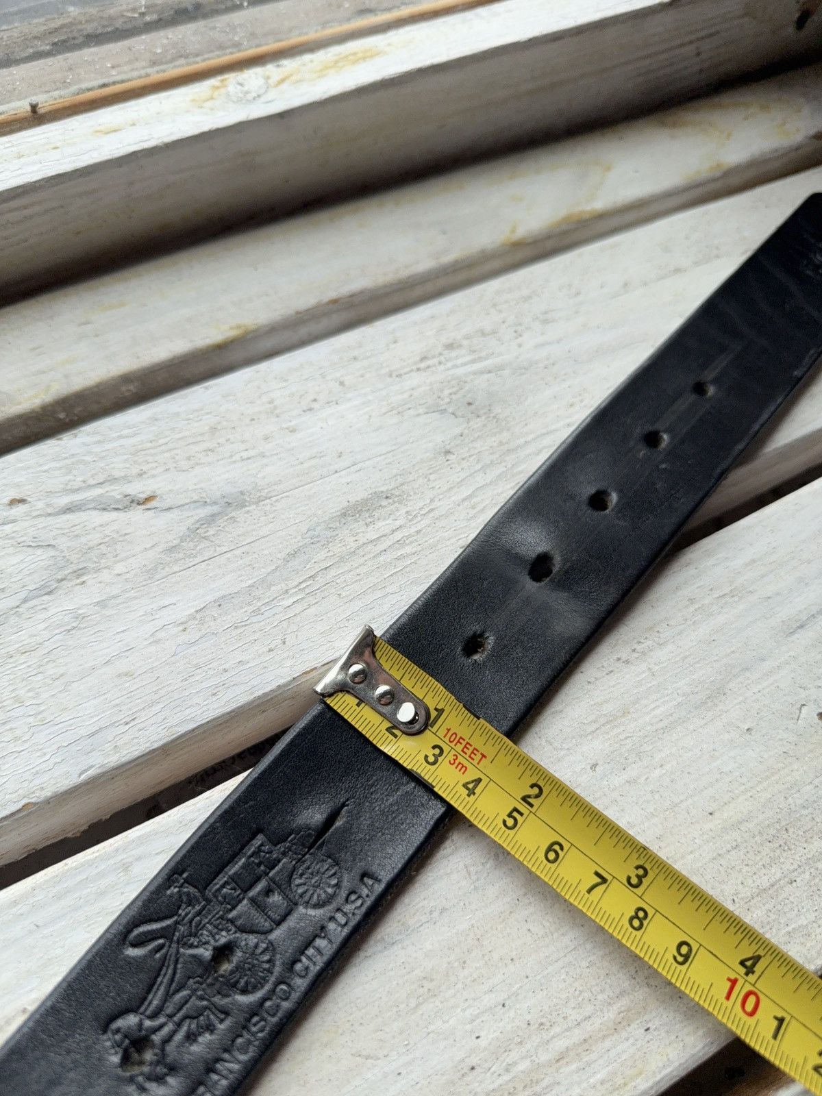 Levi's Vintage Clothing Vtg 90s Levi’s 501 USA Western Cowboy monogram leather belt Size ONE SIZE - 14 Thumbnail