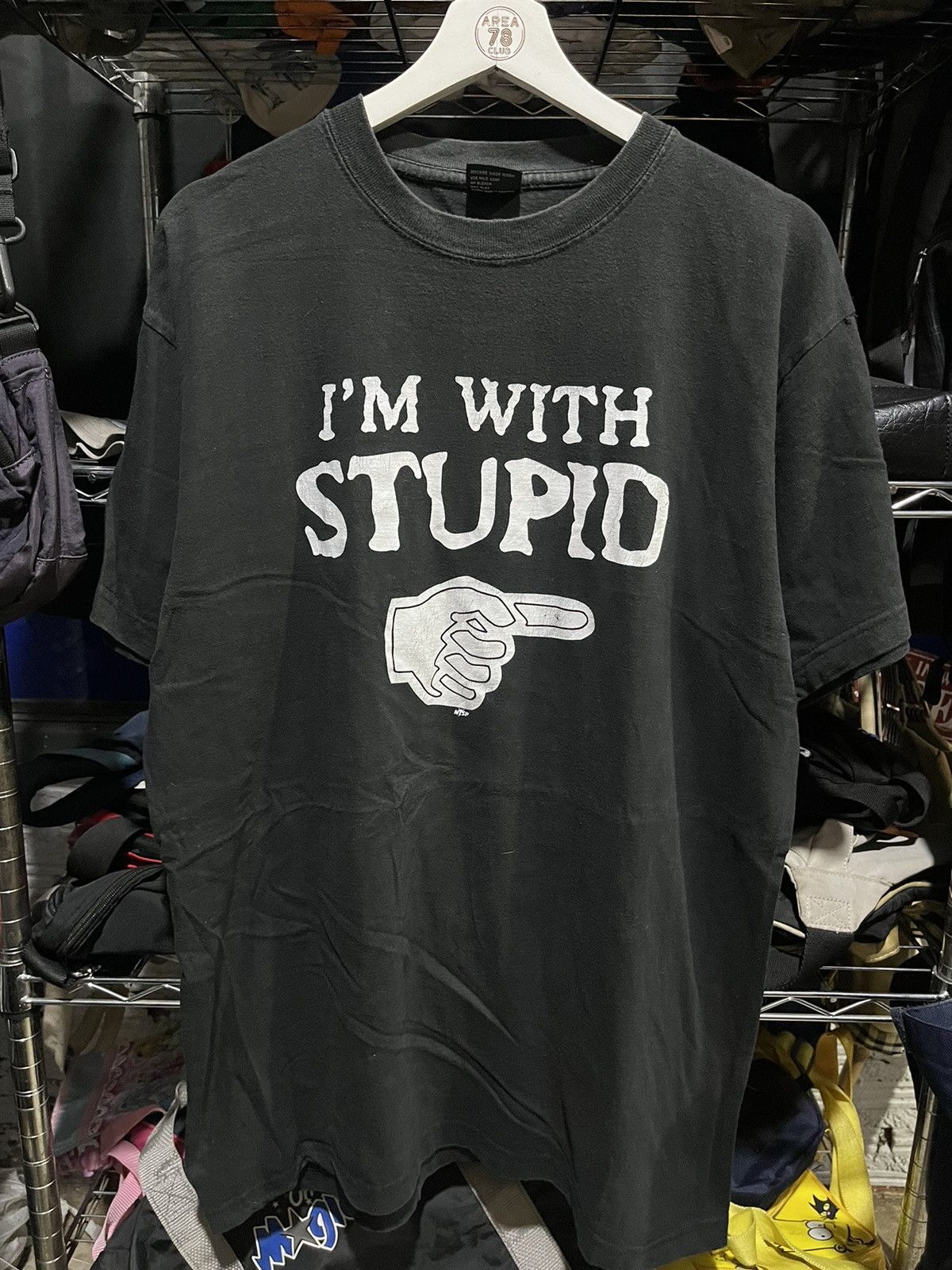 Vintage I’m with STUPID Funny Parody Tee 90s Size US XL / EU 56 / 4 - 1 Thumbnail