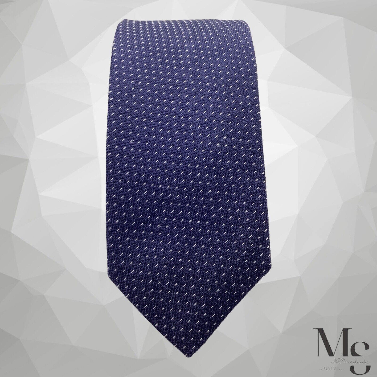 Hugo Boss BOSS HUGO BOSS Red Tag Blue Geometric Silk Tie Made In Italy Size ONE SIZE - 4 Thumbnail