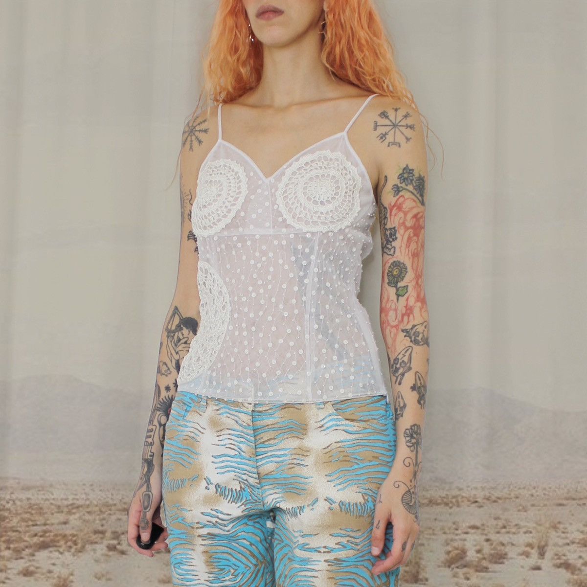 Vintage 🐚WHITE SEQUIN TOP🐚 Size L / US 10 / IT 46 - 2 Thumbnail