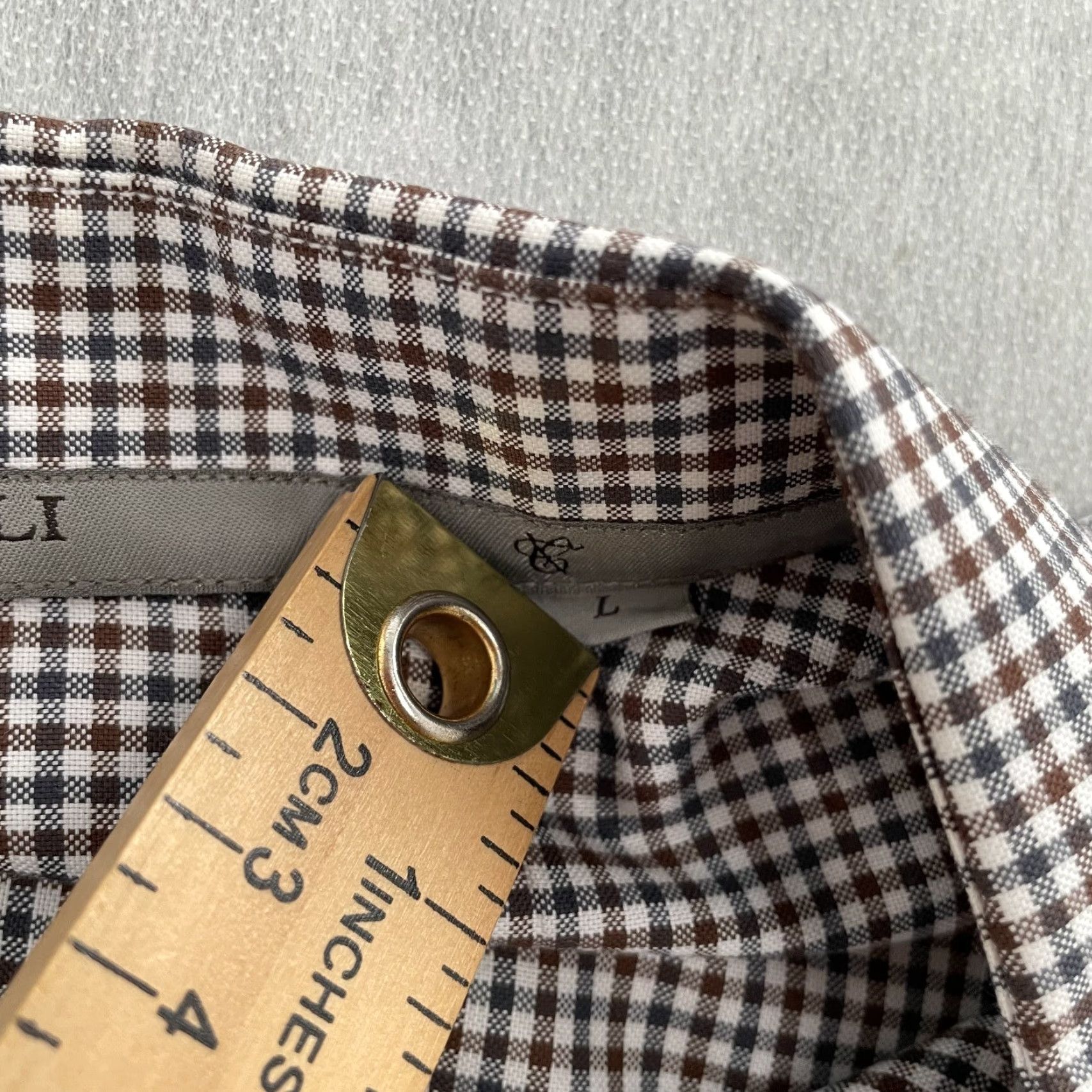 Canali VINTAGE Canali Check Shirt Men's Large Long Sleeve Casual Business Italy Brown Black Cotton Size US L / EU 52-54 / 3 - 7 Thumbnail