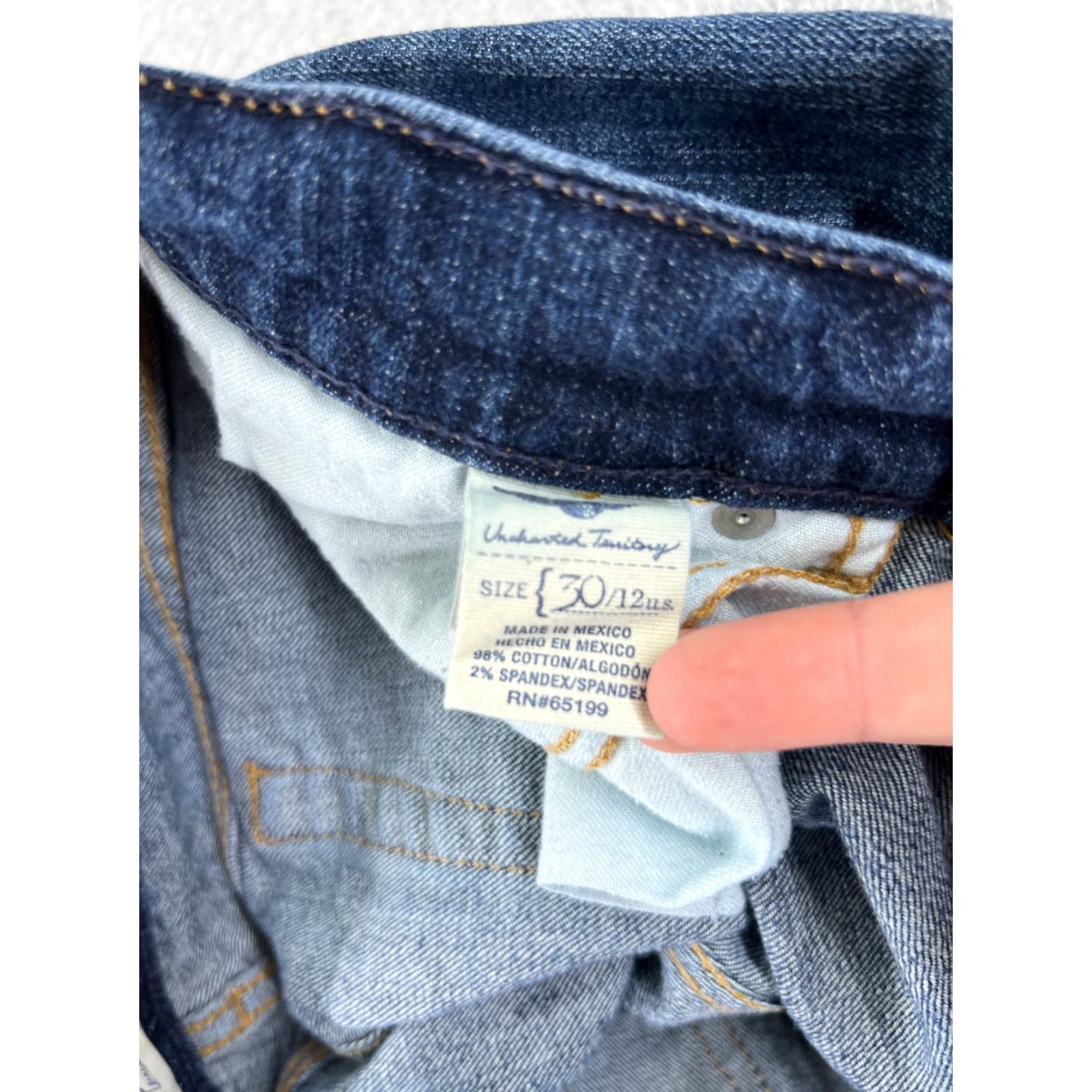 Vintage Uncharted Territory Jeans Women Blue Denim Bootcut 12 Regular Cotton Blend Stretch Distressed 5-Pocket Design Inseam 29in Size 34" / US 12 / IT 48 - 5 Thumbnail