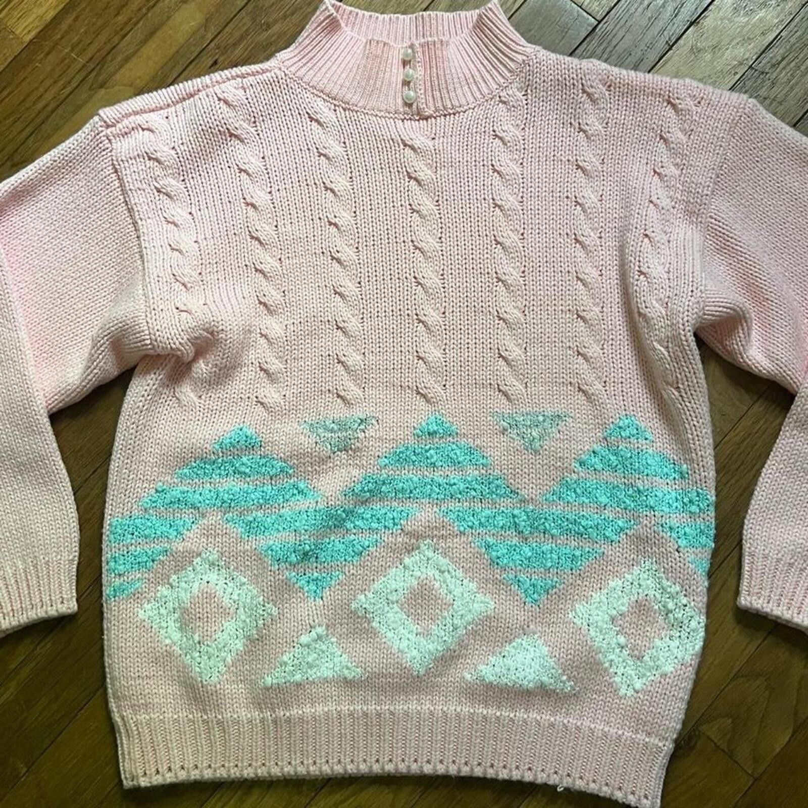 Other Pastel Turtleneck 80s style sweater pullover Size S / US 4 / IT 40 - 3 Thumbnail