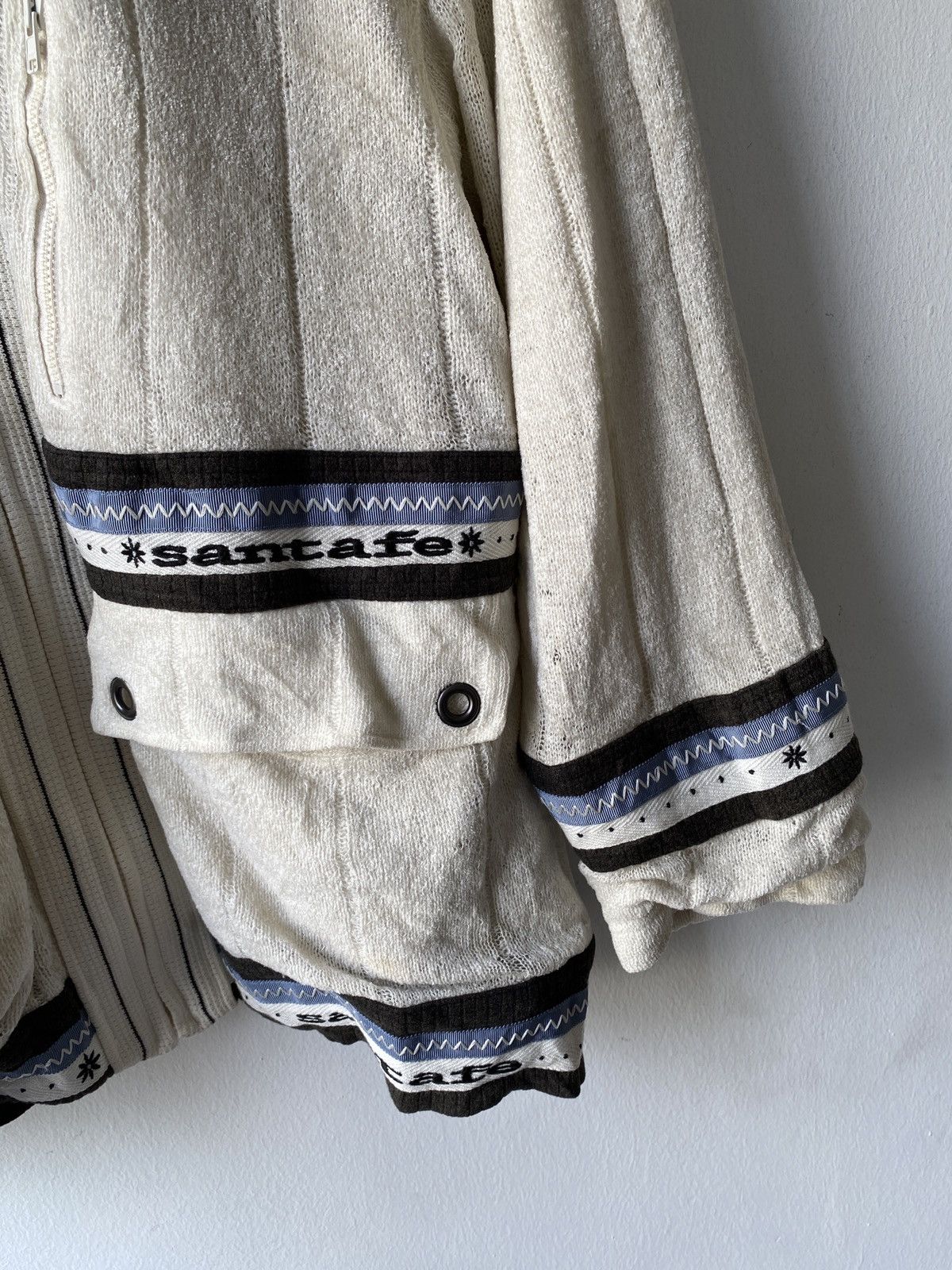 Japanese Brand × Vintage Vintage 90s Santafe Knit Design Zipper Hoodie Size US L / EU 52-54 / 3 - 7 Thumbnail