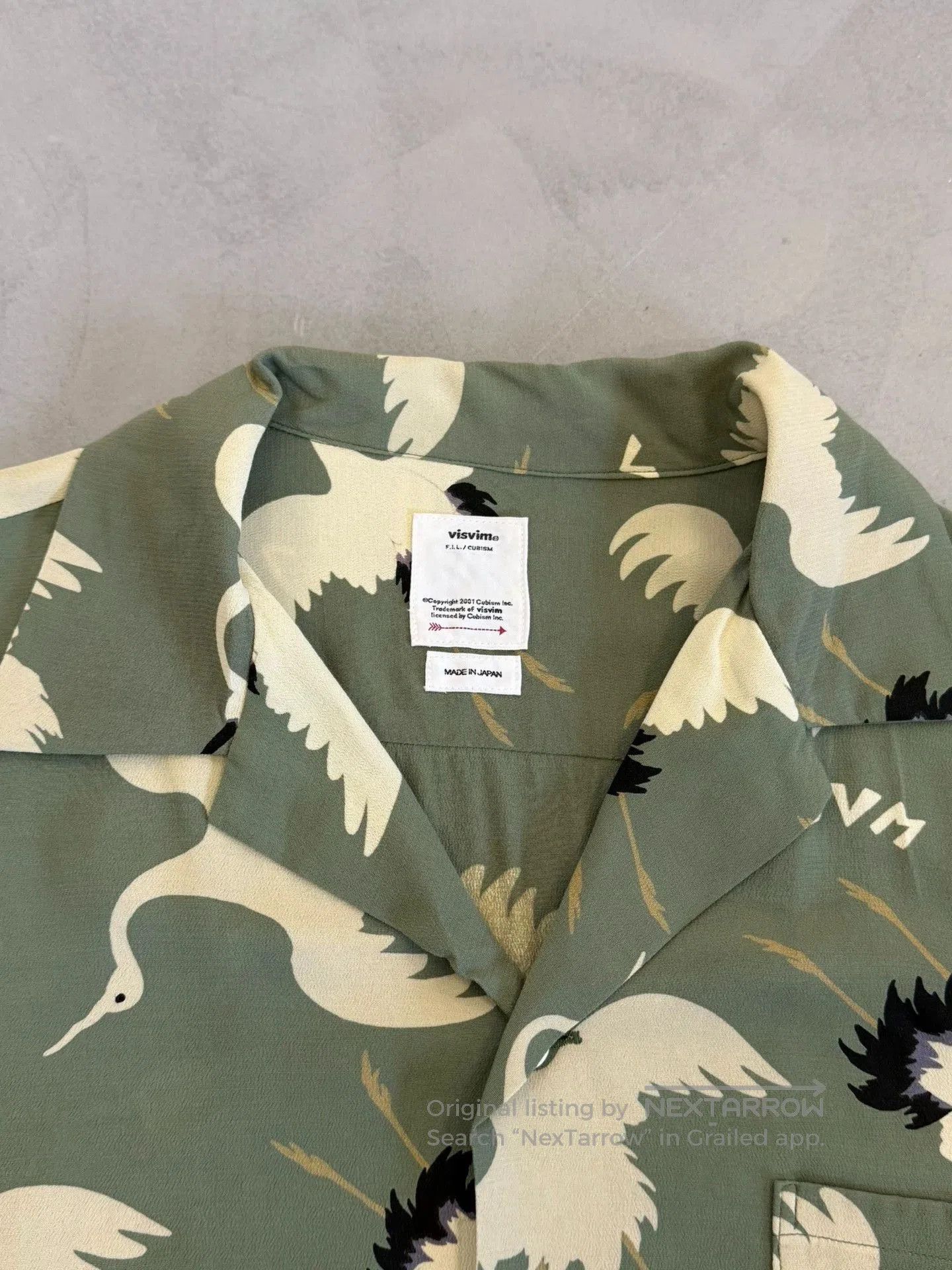 Visvim Green XL Short Sleeve Crane Print Shirt. Size US XL / EU 56 / 4 - 2 Thumbnail