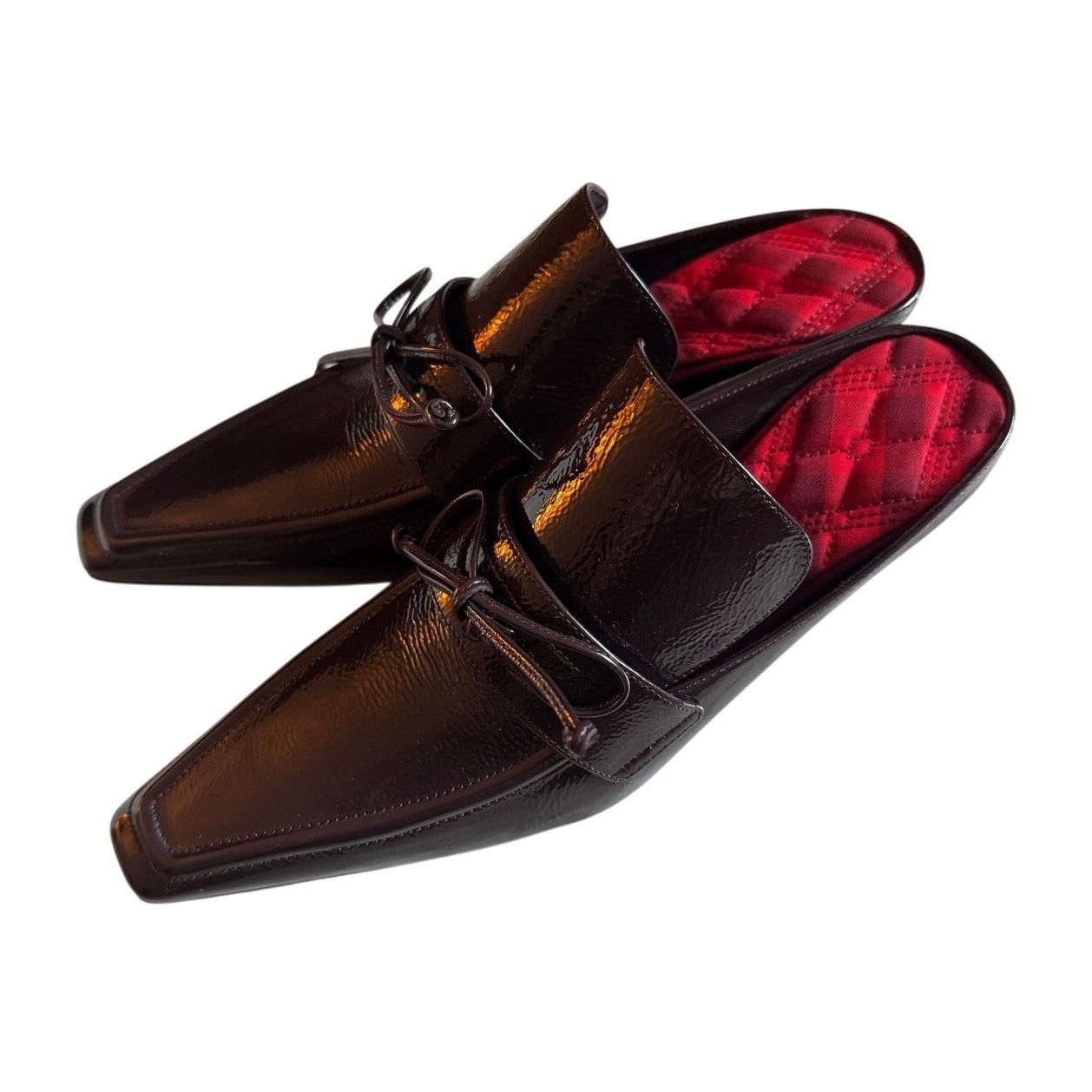 Burberry Burberry Burgundy Patent Leather Storm Mules NWB Size US 7 / IT 37 - 3 Thumbnail