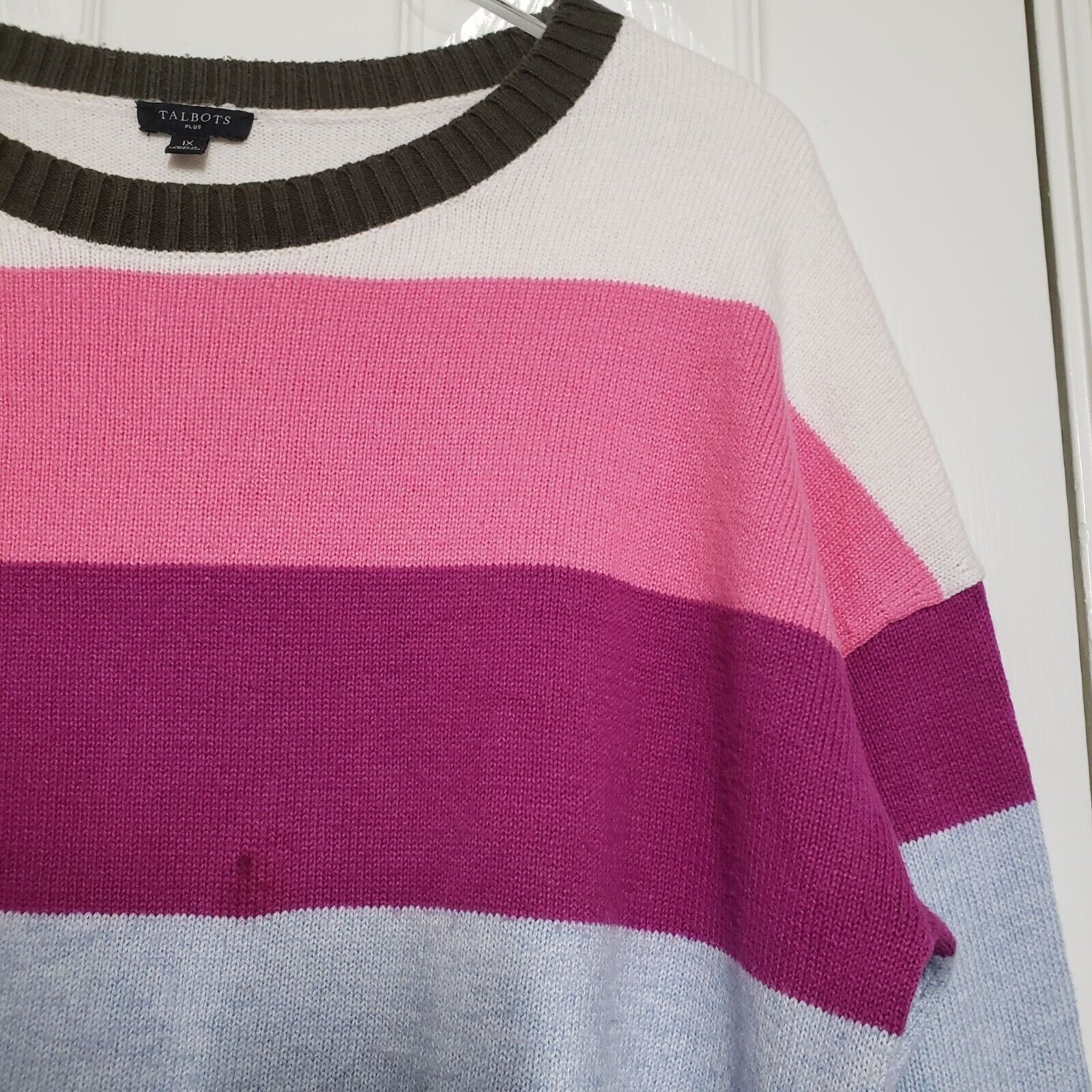 Talbots Talbots Stripe Sweater Womens Size 1X Pink Blue Long Sleeve Size XL / US 12-14 / IT 48-50 - 2 Thumbnail