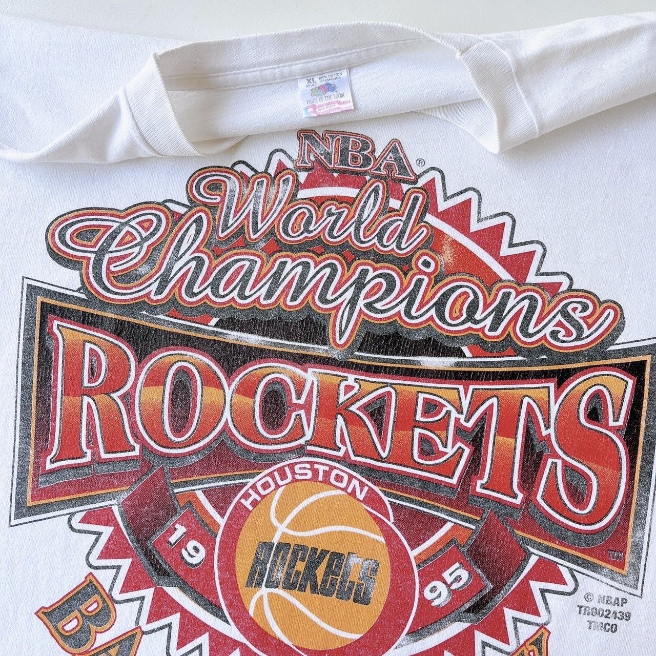 Fruit Of The Loom × Vintage 90s Houston Rockets NBA t-shirt/ XL Size US XL / EU 56 / 4 - 9 Thumbnail