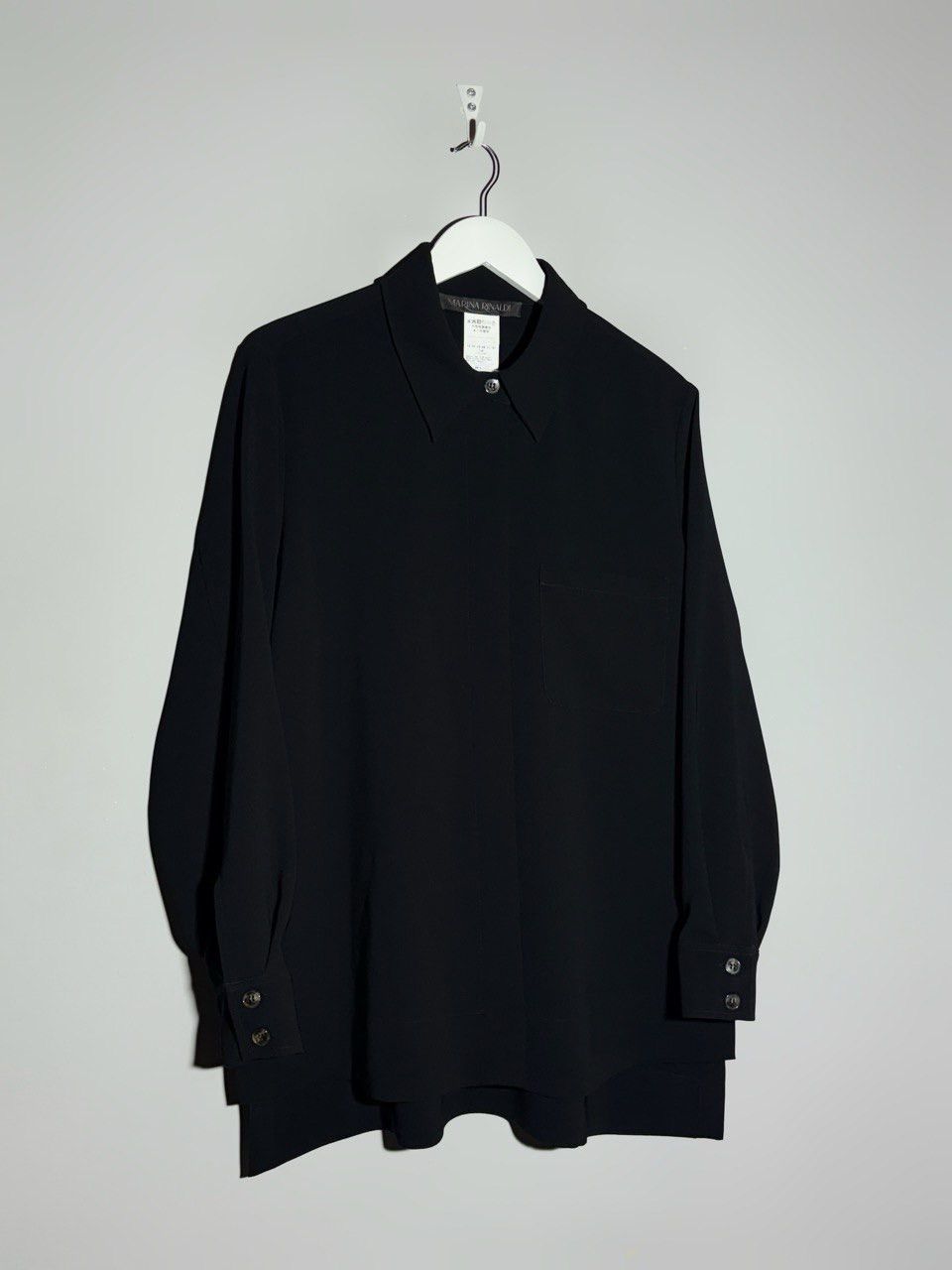 Marina Rinaldi Marina Rinaldi Triacetate Cady Tunic Shirt Black 350$ RRP Size XL / US 12-14 / IT 48-50 - 6 Thumbnail