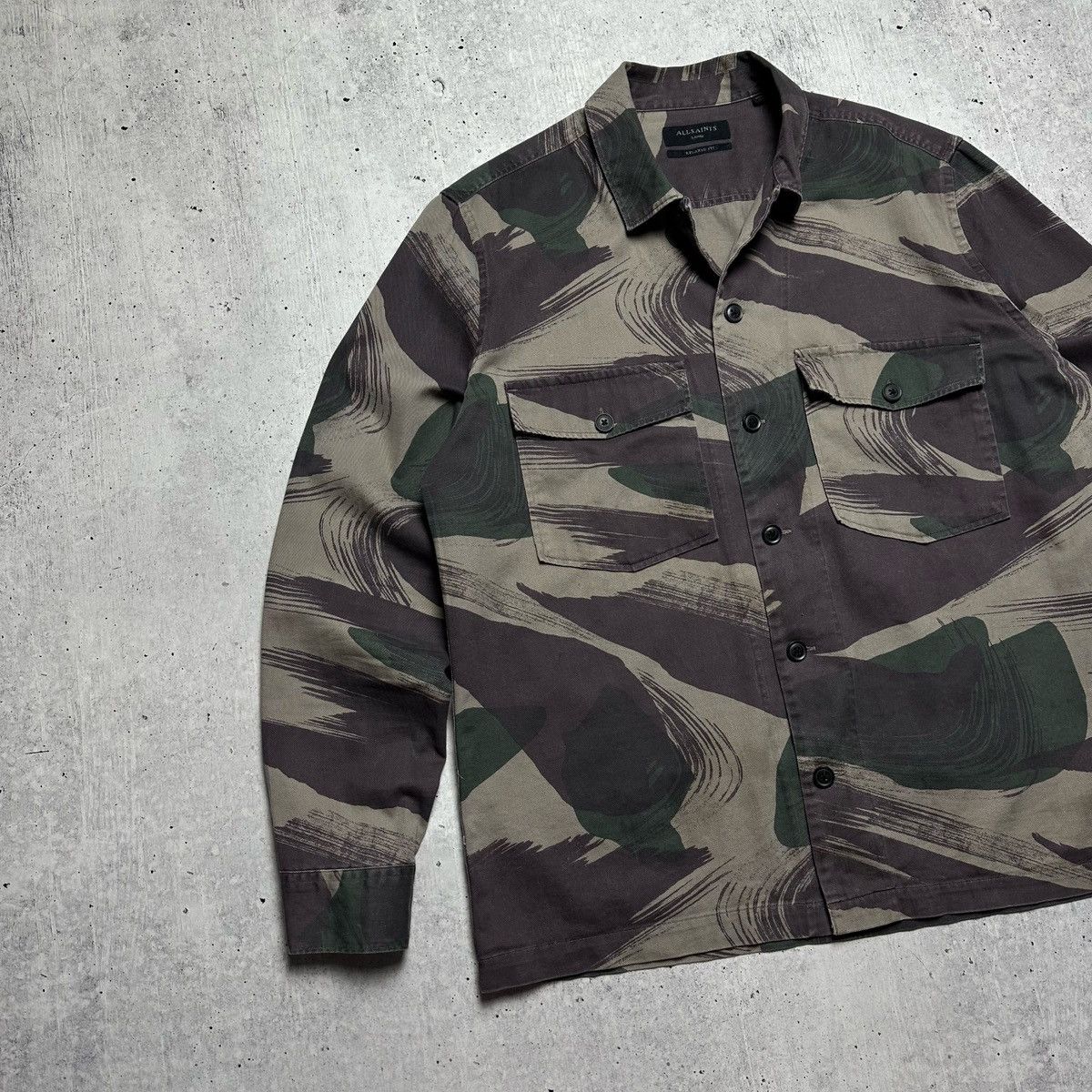 Allsaints × Japanese Brand Allsaints Mens Green Camo Section Camo-print Cotton Shirt L Size US L / EU 52-54 / 3 - 4 Thumbnail