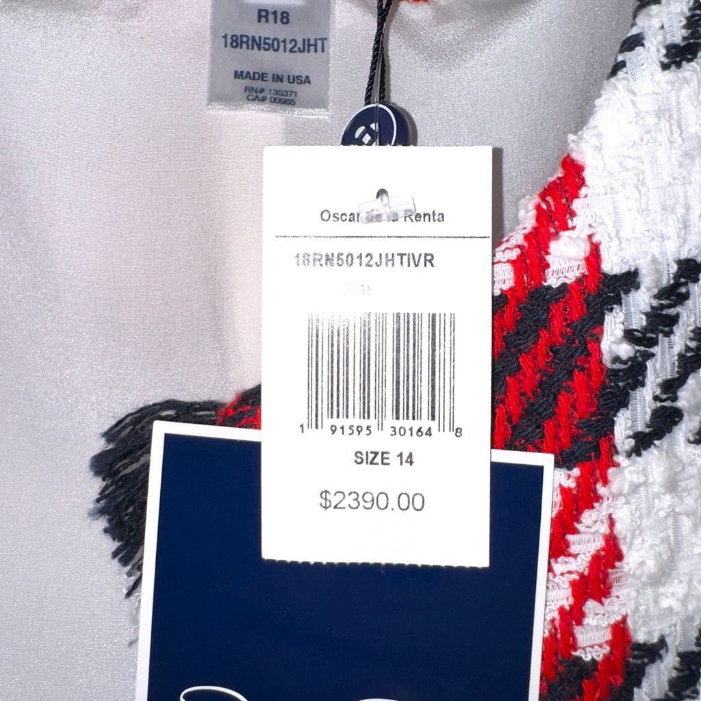 Oscar De La Renta NWT Oscar De La Renta Bicolor Houndstooth Tweed Jacket Sz 14 Size XL / US 12-14 / IT 48-50 - 3 Thumbnail