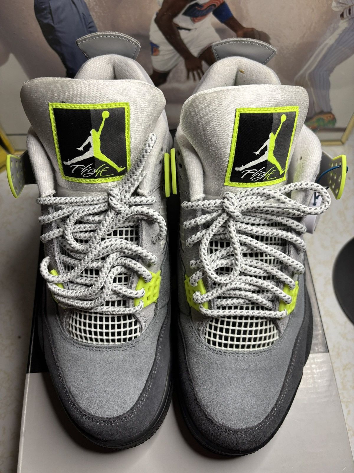 Jordan Brand Air Jordan 4 Retro Neon Size US 10 / EU 43 - 2 Thumbnail