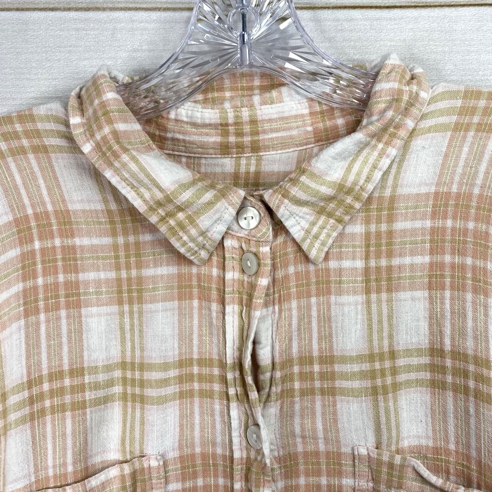 American Eagle Outfitters American Eagle Outfitters Womens Button-Up Shirt XL Plaid Linen Chambray Roll Tab Sleeve Tunic Casual Beach 90s Style Womens Size L / US 10 / IT 46 - 5 Thumbnail