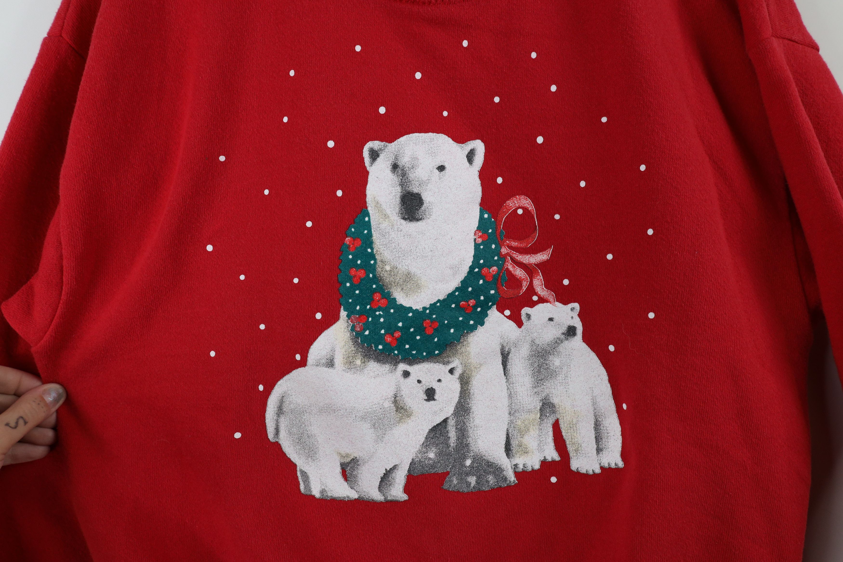 Orvis × Vintage Vintage 90s Orvis Christmas Polar Bear Sweatshirt Red USA Size M / US 6-8 / IT 42-44 - 4 Thumbnail