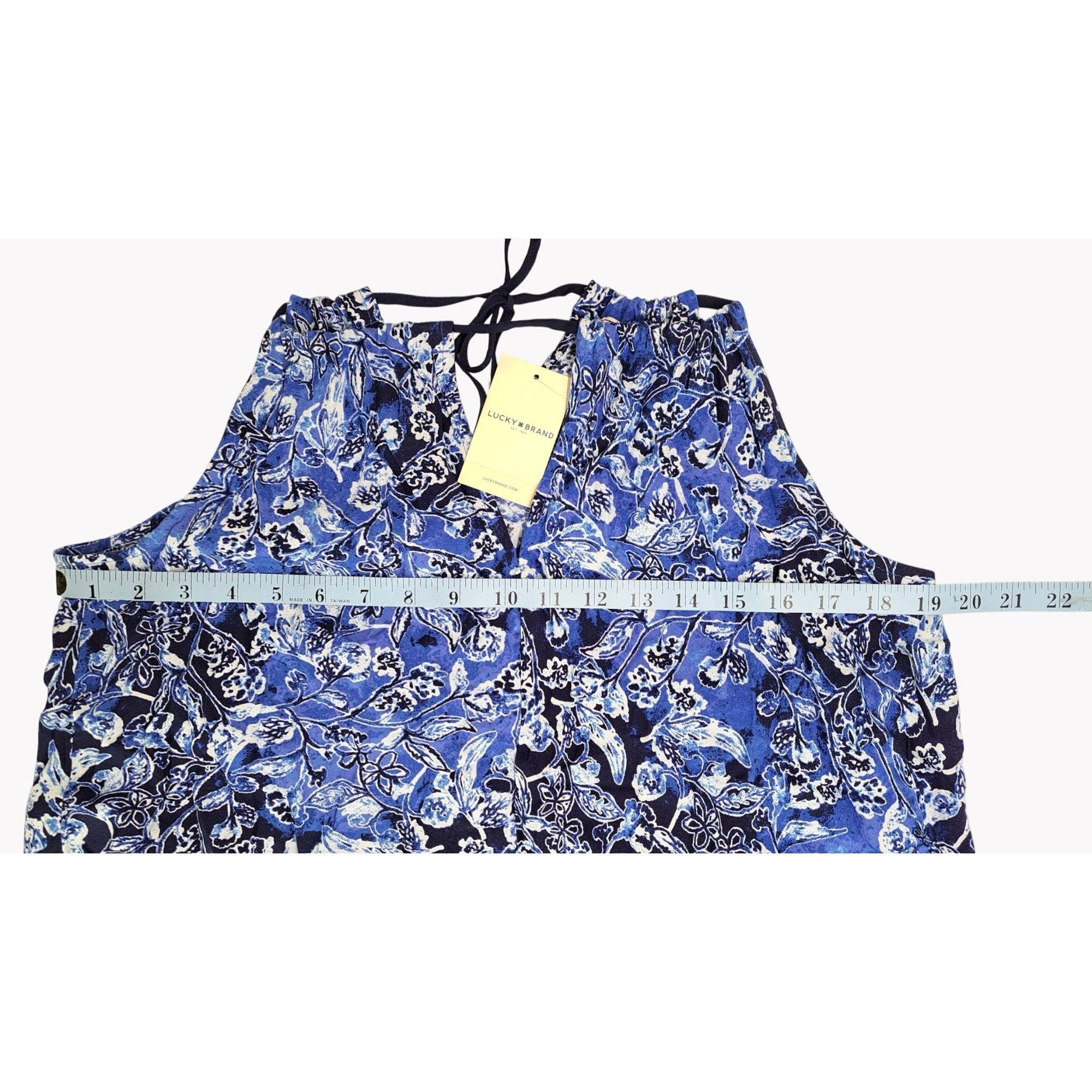 Lucky Brand Lucky Brand Blue Floral Halter Maxi Dress Adjustable Tassels Size L / US 10 / IT 46 - 9 Thumbnail