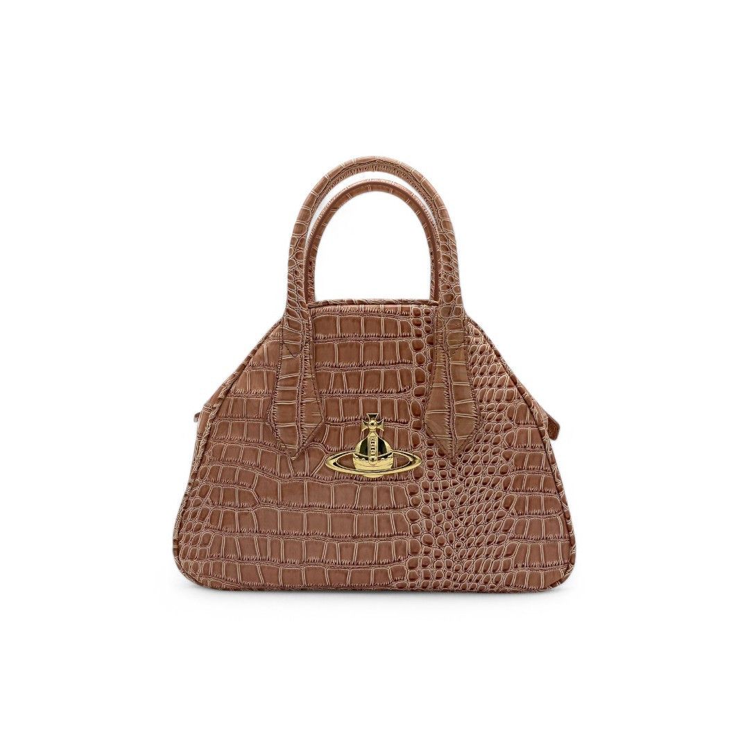 Vivienne Westwood Vivienne Westwood - Pink Croco Handbag Shoulder Bag Gold Orb Size ONE SIZE - 1 Thumbnail