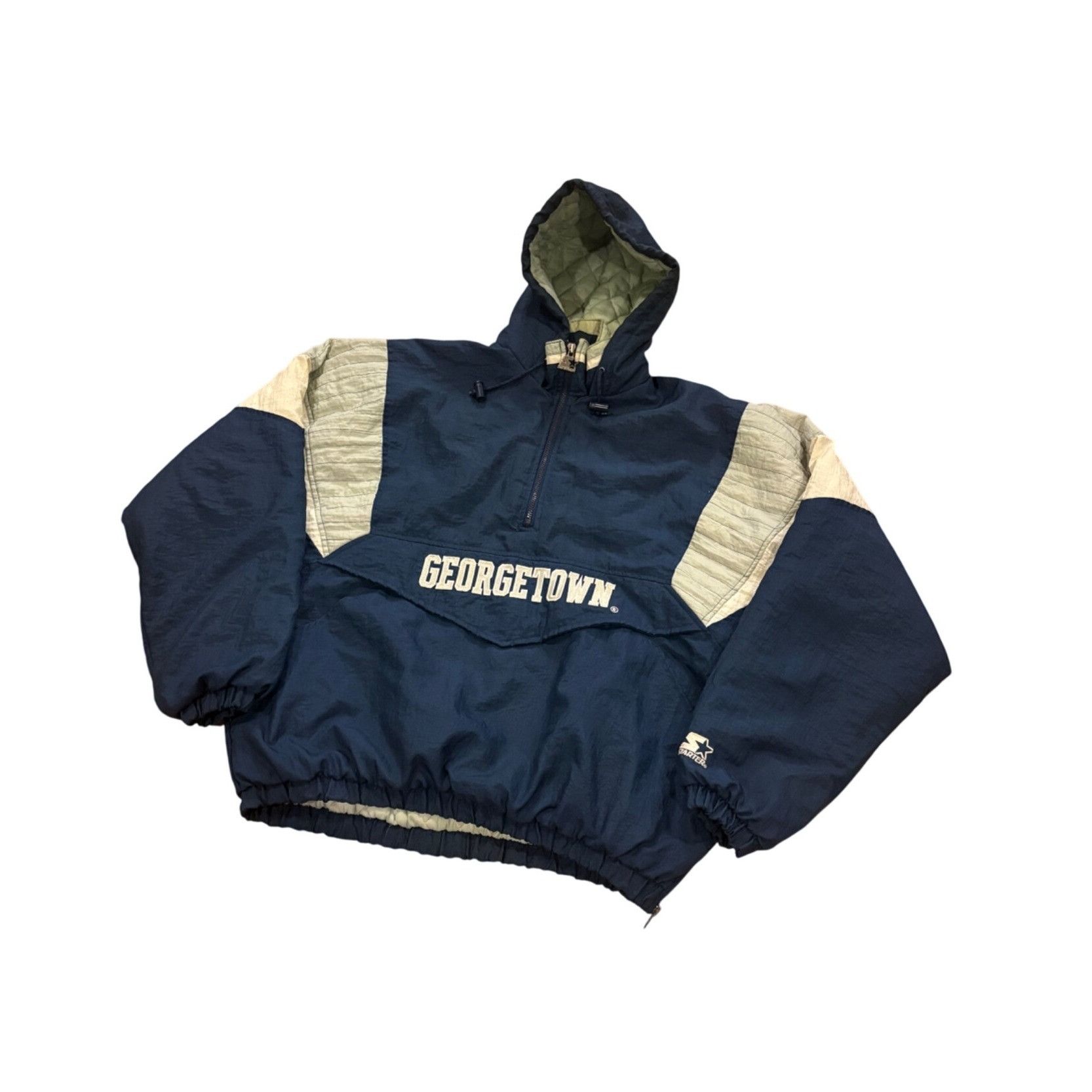 Starter Vintage 90's Starter Georgetown Hoyas 1/4 Zip Pullover Hoode Size US XL / EU 56 / 4 - 4 Thumbnail