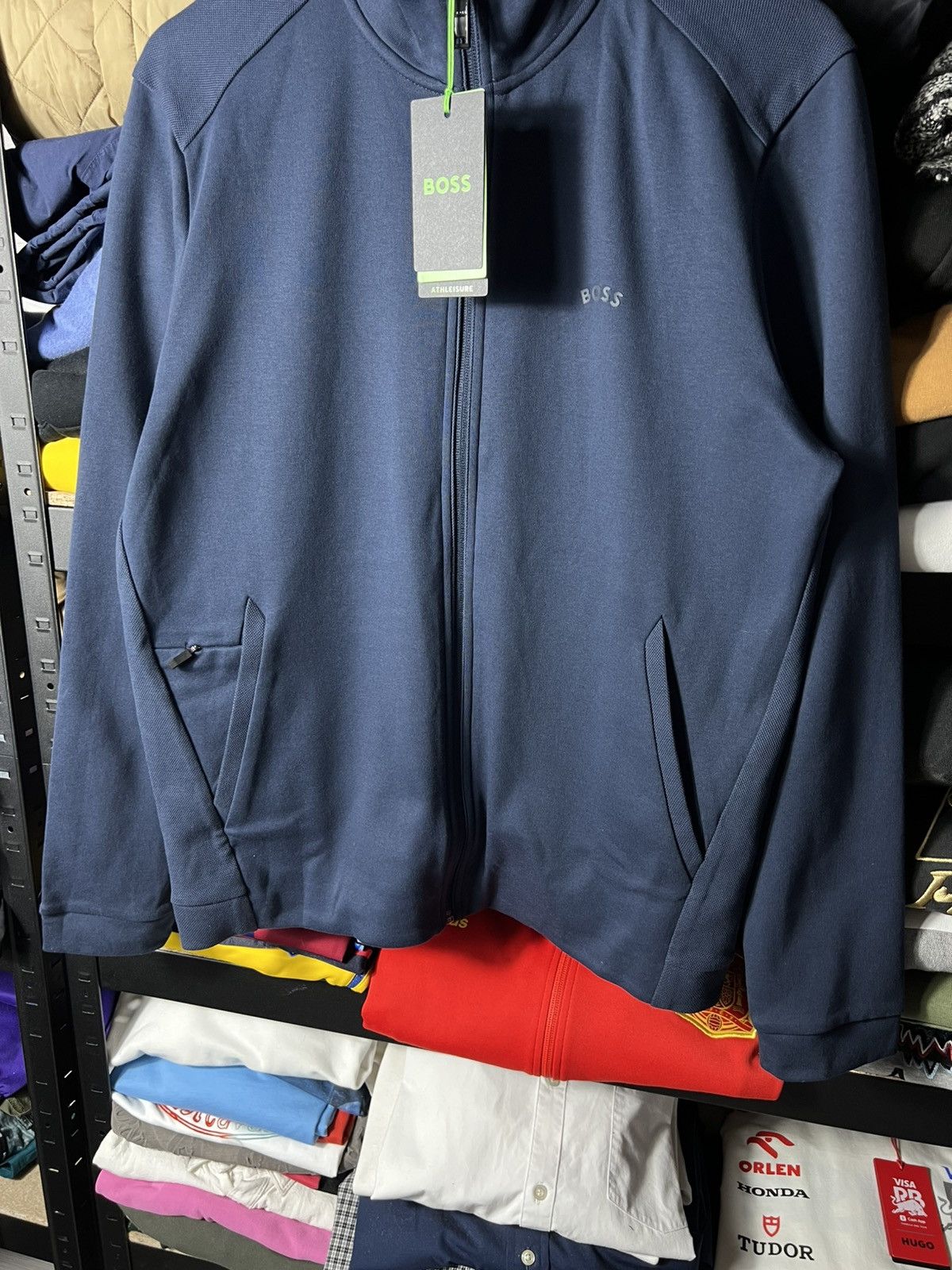 Hugo Boss 🔥 BOSS Mens Navy Full Zip Track Jacket Logo — Size M Size US M / EU 48-50 / 2 - 8 Thumbnail