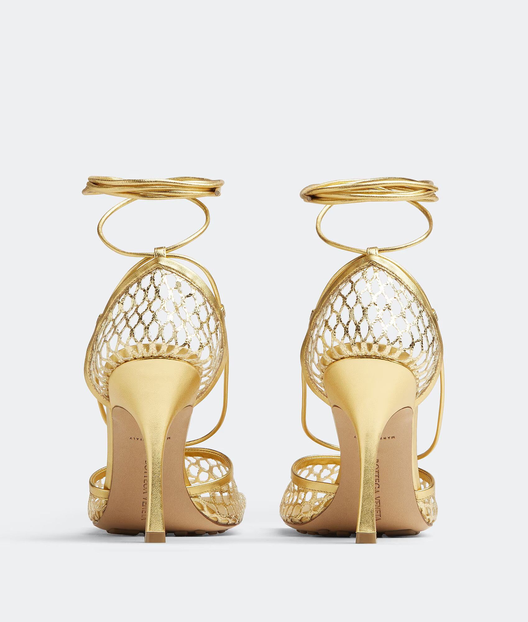 Bottega Veneta o1mle0325 Stretch Lace-Up Sandals in Gold Size US 6 / IT 36 - 3 Thumbnail
