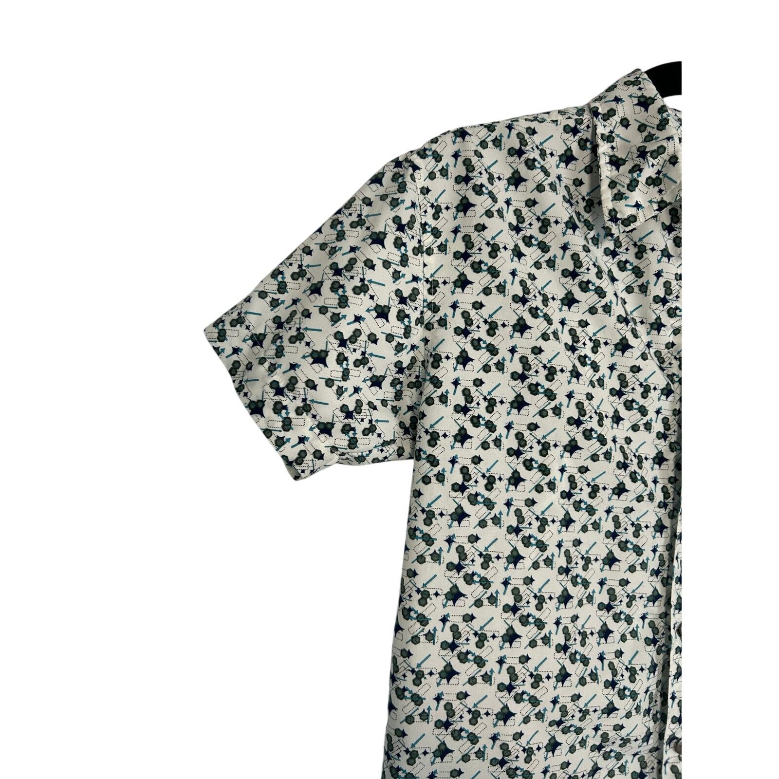 Vintage VTG Address Unknown White Teal S Atomic Retro 90s Mod Button Size US S / EU 44-46 / 1 - 11 Thumbnail