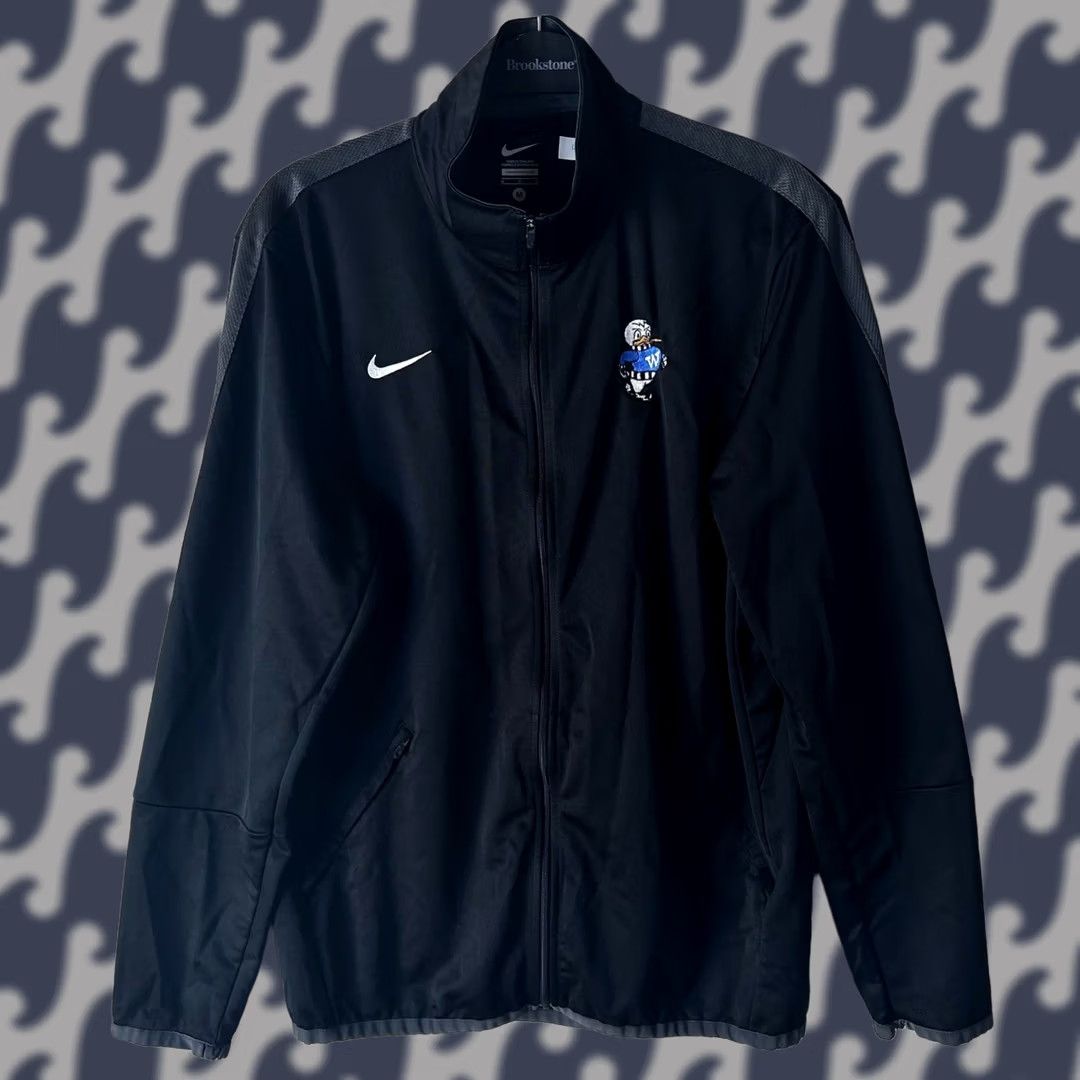 Nike Nike Mens Black Full Zip Track Jacket Duck Mascot W Patch Mock Neck Size M Size US M / EU 48-50 / 2 - 1 Thumbnail