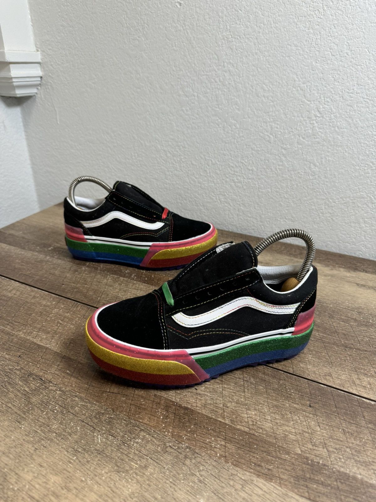 Vans VANS Old Skool Stacked Glitter Black Rainbow M-4.5 W-6 NEW Size US 6 / IT 36 - 2 Thumbnail