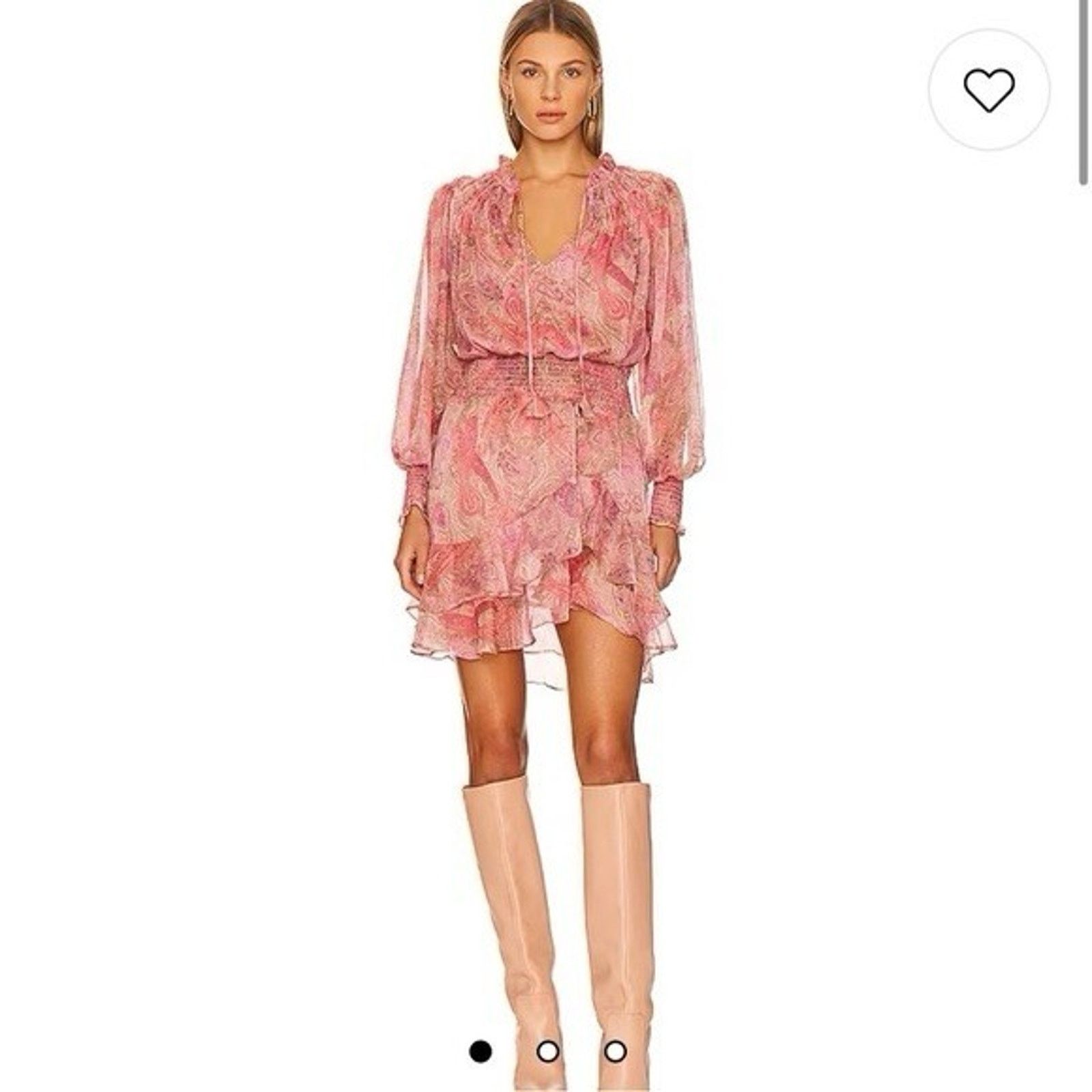 MISA Los Angeles MISA Solange Chiffon Mini Dress Romantic Rose Python Ruffle Size XS / US 0-2 / IT 36-38 - 1 Thumbnail