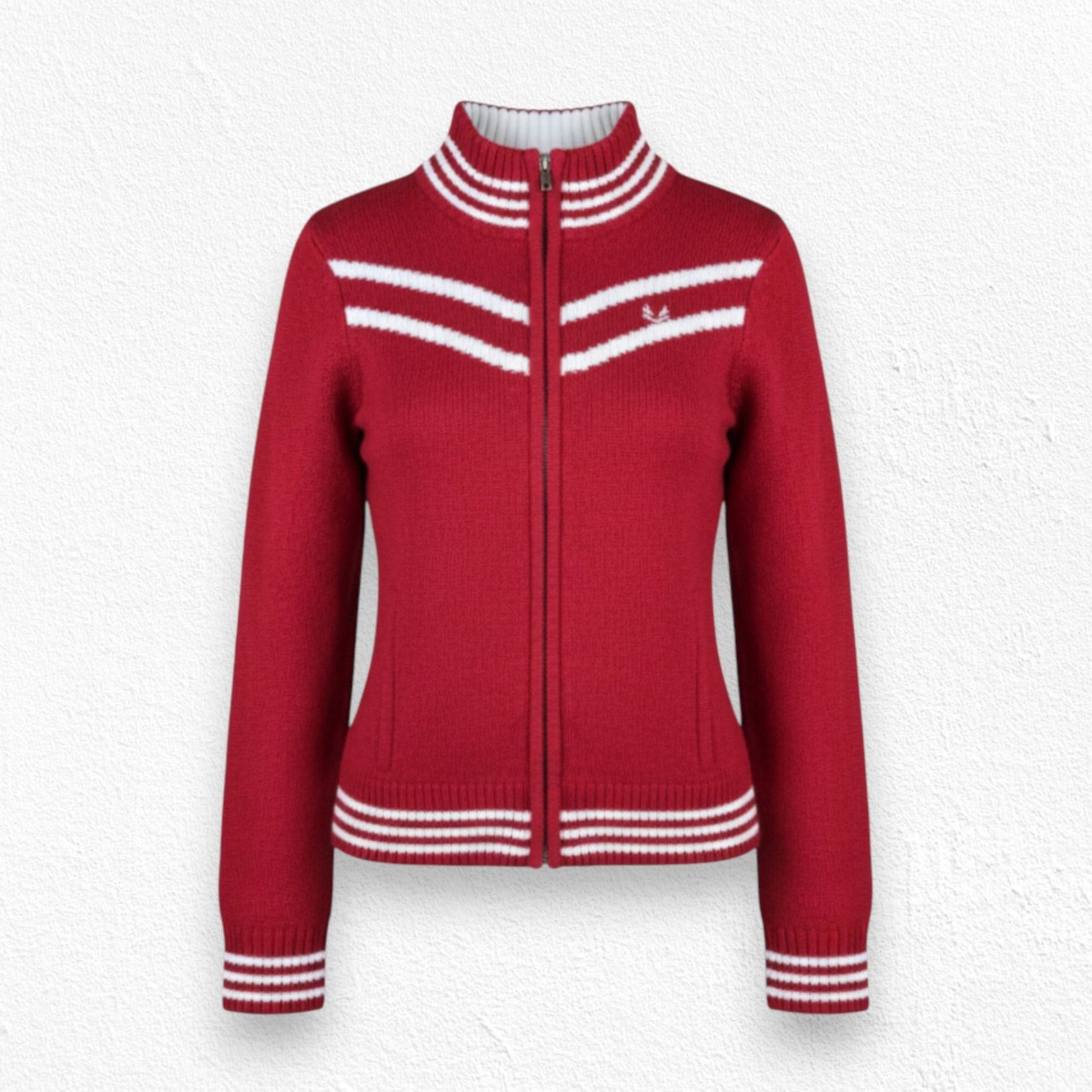 Vintage 90s Y2K Red Striped Full Zip Mock Neck Sweater Size M Size M / US 6-8 / IT 42-44 - 1 Thumbnail