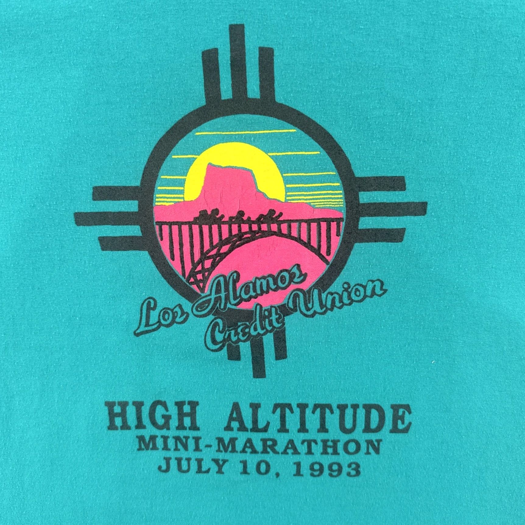 Hanes VINTAGE Hanes Shirt Mens L Green USA 1993 Los Alamos NM High Altitude Marathon Crew Neck Graphic Print Short Sleeve Size US L / EU 52-54 / 3 - 6 Thumbnail