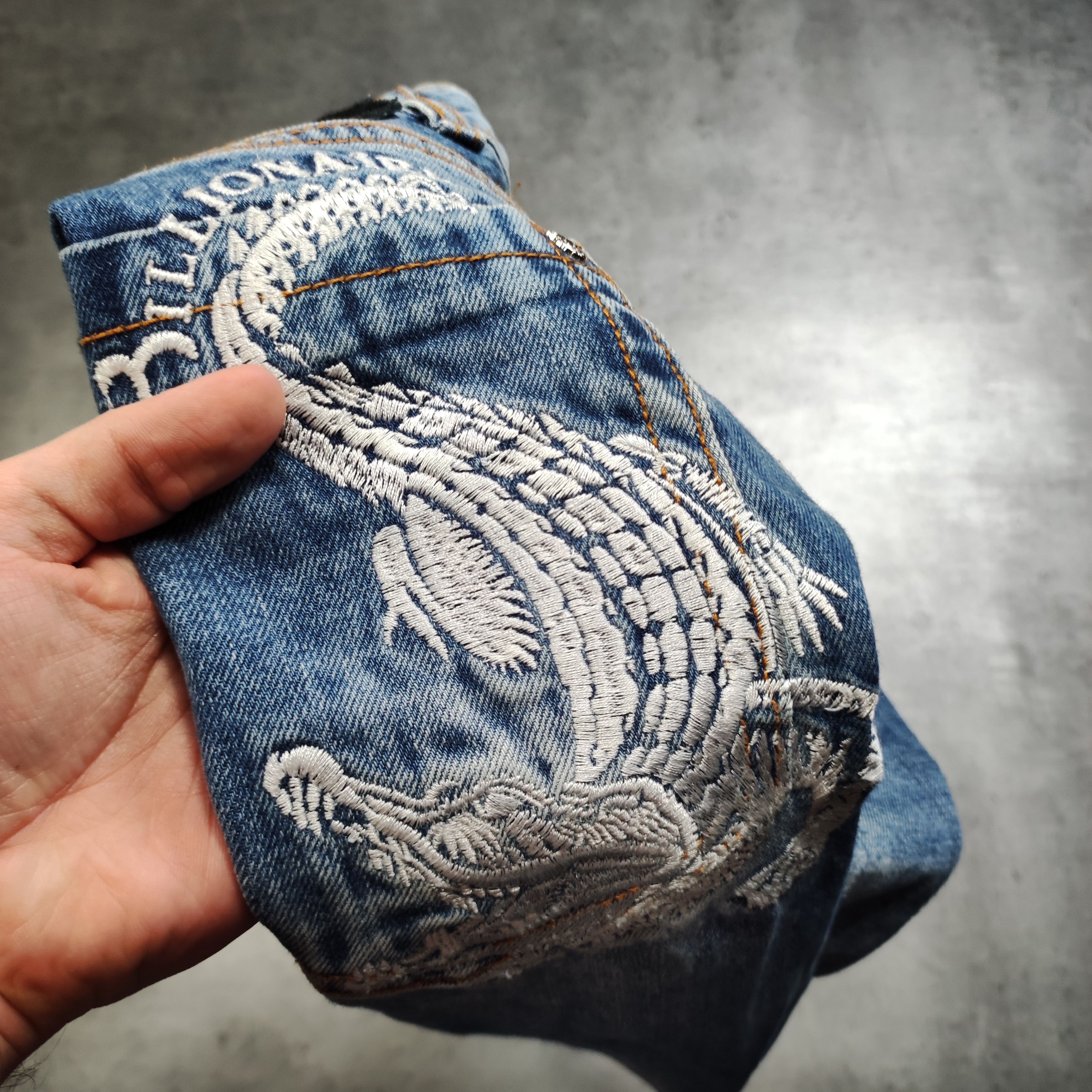 Billionaire Couture RARE Billionaire Couture Italy Crocodile Distressed Denim Size US 32 / EU 48 - 12 Thumbnail
