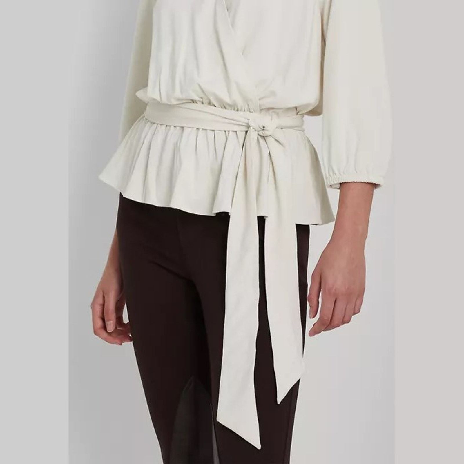 Ralph Lauren Lauren Ralph Lauren Women Cream Wrap Peplum Blouse Size M Size M / US 6-8 / IT 42-44 - 3 Thumbnail