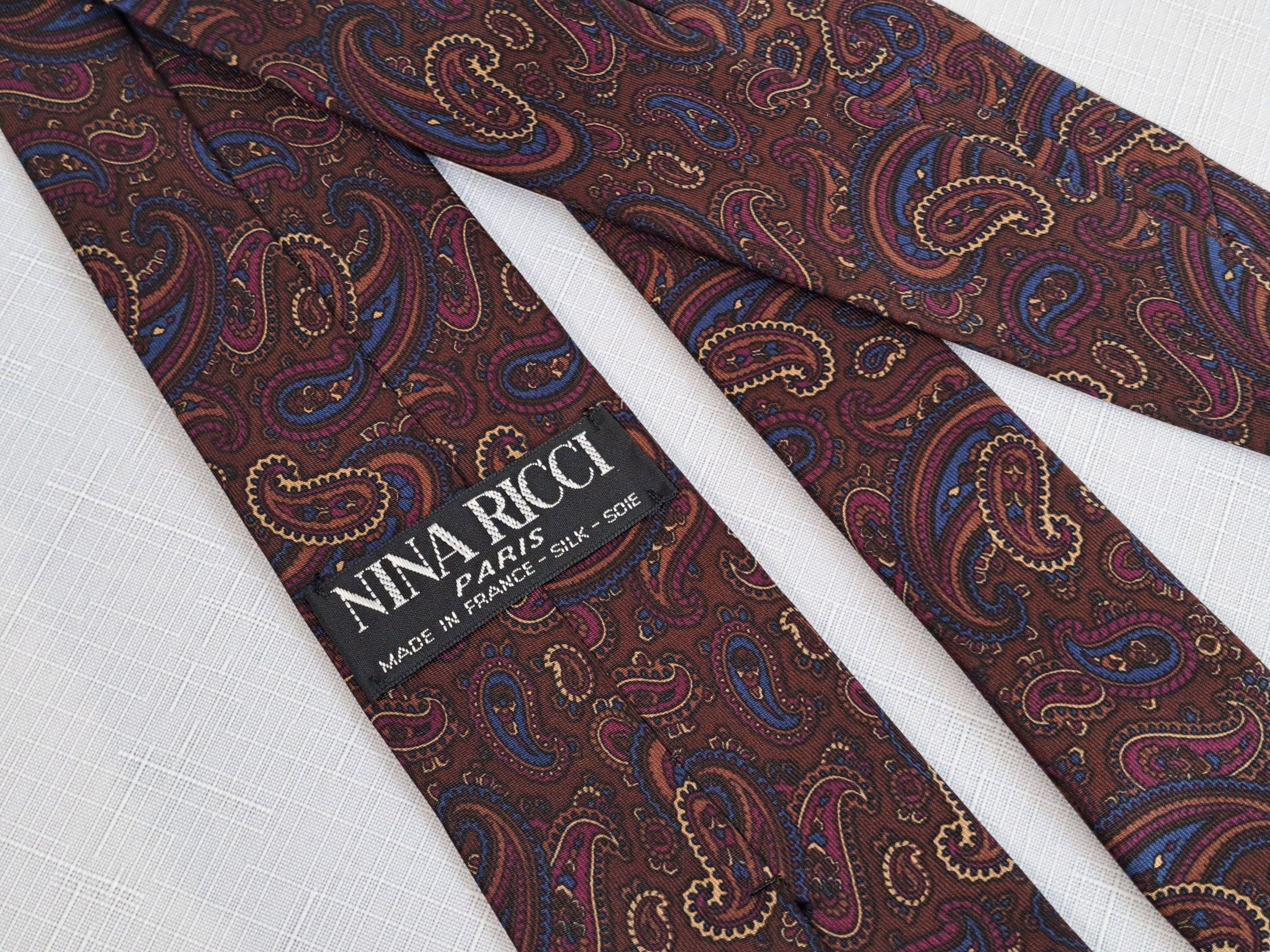 Designer NINA RICCI paisley pattern silk tie. Made in France Size ONE SIZE - 1 Thumbnail
