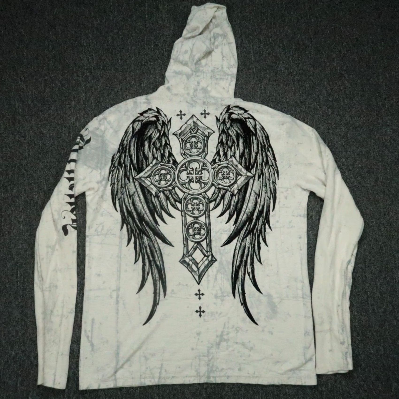 Affliction VINTAGE Affliction Hoodie Men XL White Gray Pullover Cross Wings Y2K Mens Hoodie XL White Cross Wings 90s 2000s Size US XL / EU 56 / 4 - 5 Thumbnail