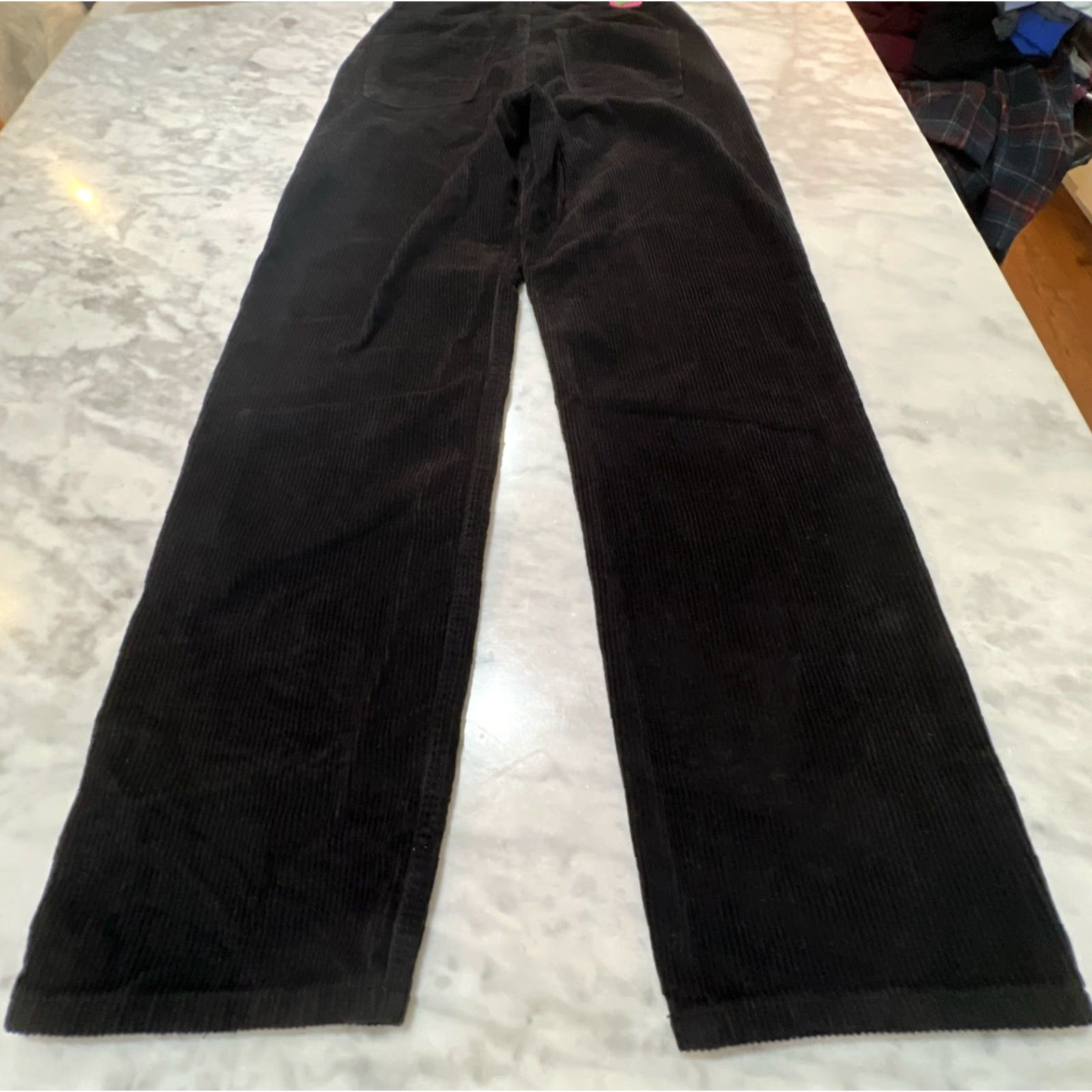 Empyre Empyre Women's Corduroy Pants TORI Black Cotton Size 2 Pockets Wide Rise Straight Inseam 30 Size 26" / US 2 / IT 38 - 2 Thumbnail