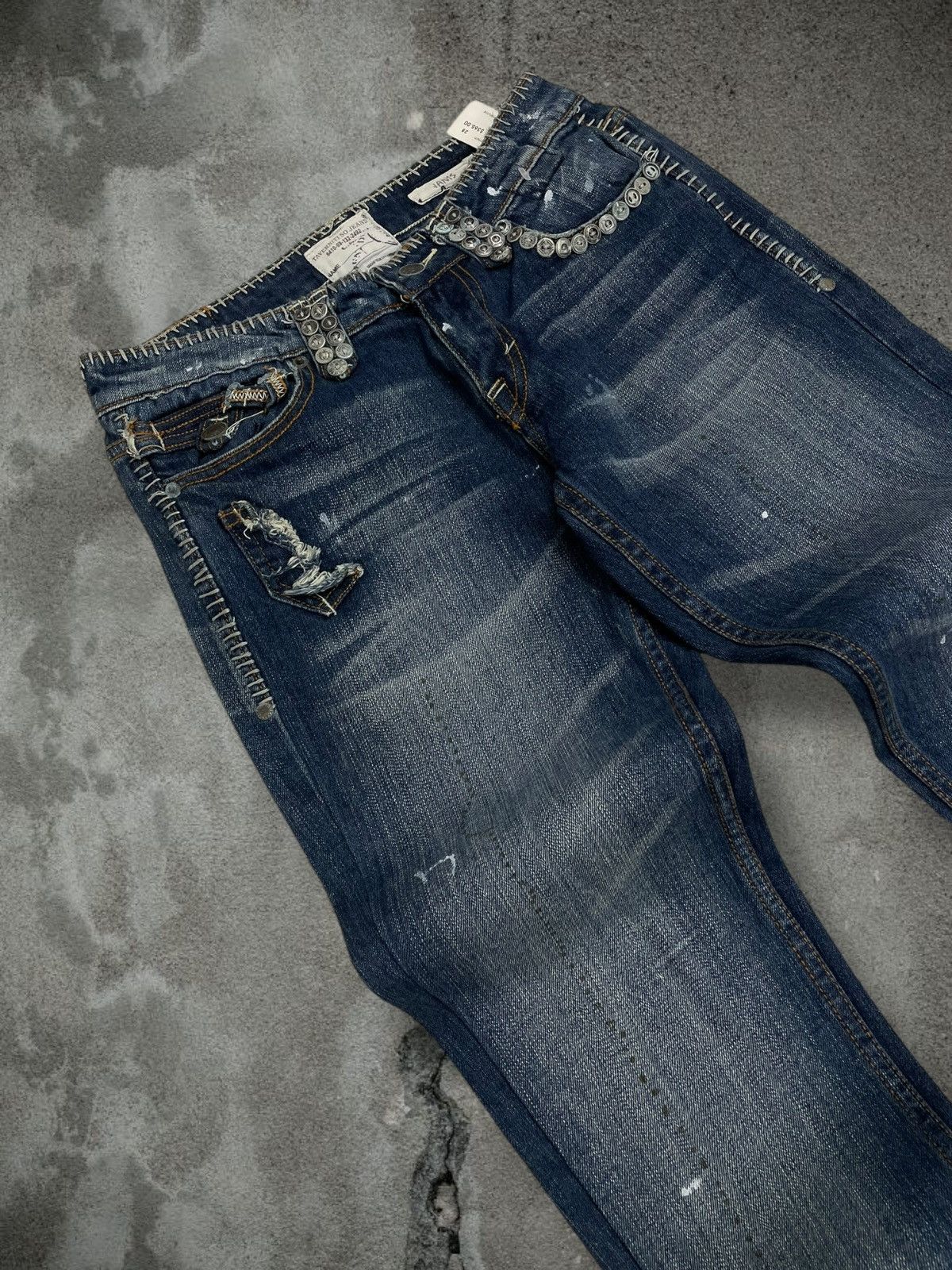 Designer Vintage Rare Og Designer Taverniti Scar Stitch Metal Denim Size US 28 / EU 44 - 7 Thumbnail