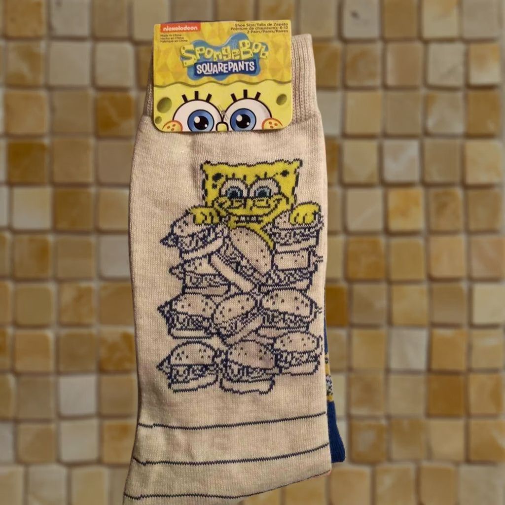 Nickelodeon SPONGEBOB Socks 2 Pack Nickelodeon Novelty Socks NEW Mens Size 6-12 Multicolor Socks Size ONE SIZE - 1 Preview
