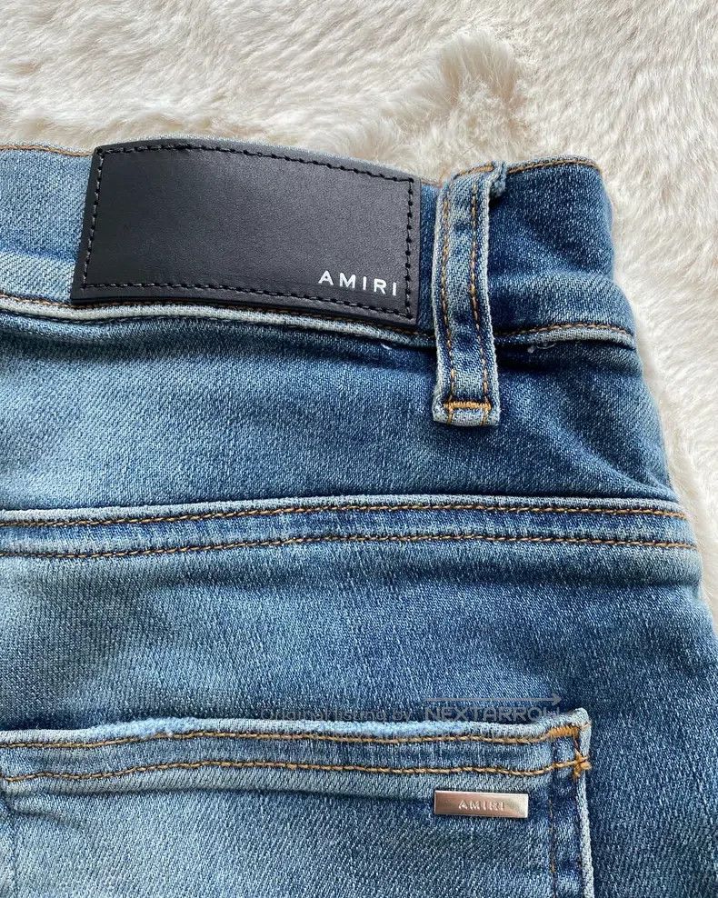 Amiri Amiri Size 30 Washed blue and blue split leather 17 MX1 jea Size US 30 / EU 46 - 3 Thumbnail
