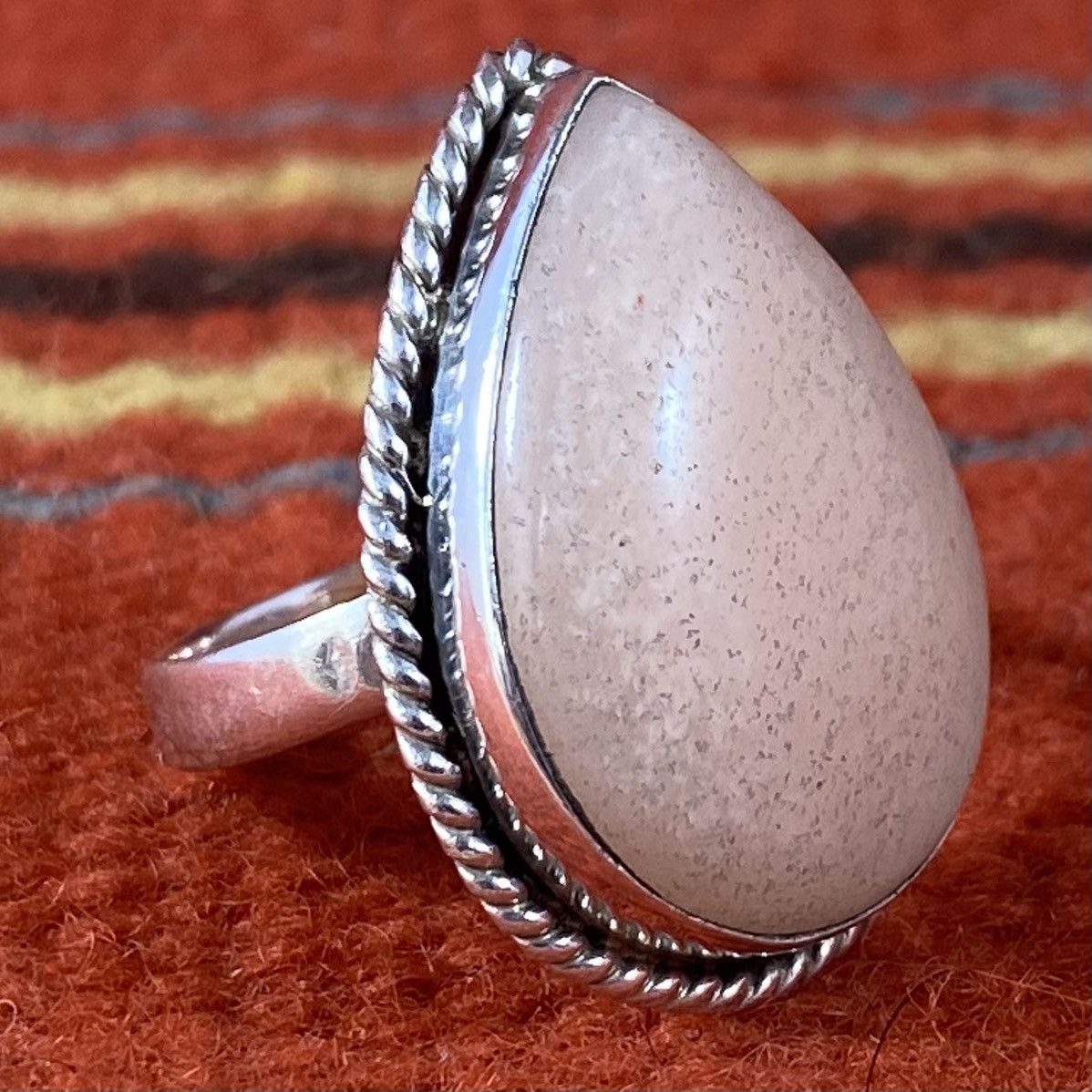 Japanese Brand × Kapital × Vintage Vtg Sterling Silver Chunky Peach Moonstone Teardrop Ring Size ONE SIZE - 2 Thumbnail
