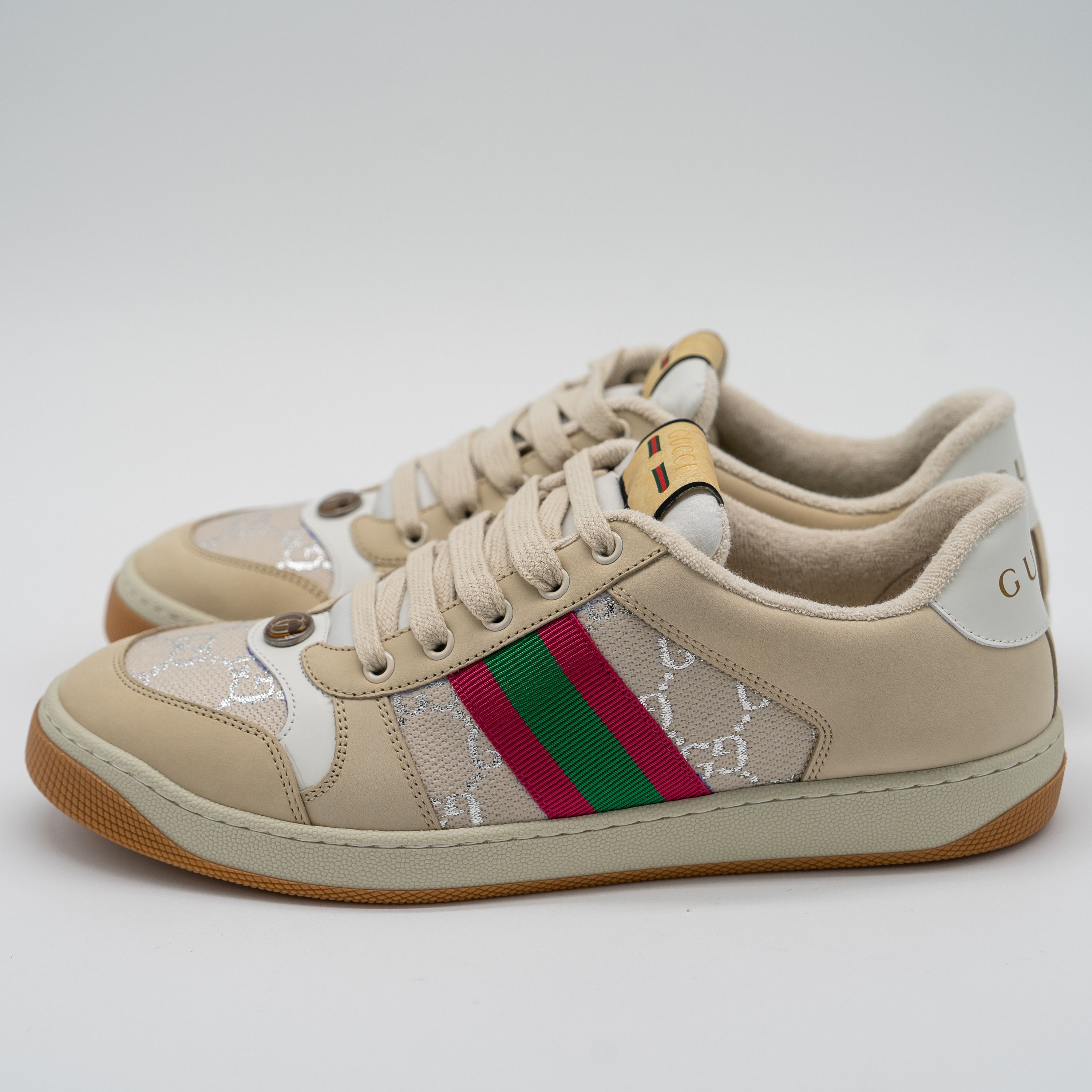 Gucci 11 US Gucci Screener Web Beige Silver Sneakers Nubuck Size US 11 / IT 41 - 4 Thumbnail