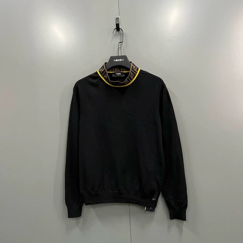 Fendi FENDI Black Collar Double F Wool Sweater Size US M / EU 48-50 / 2 - 1 Thumbnail