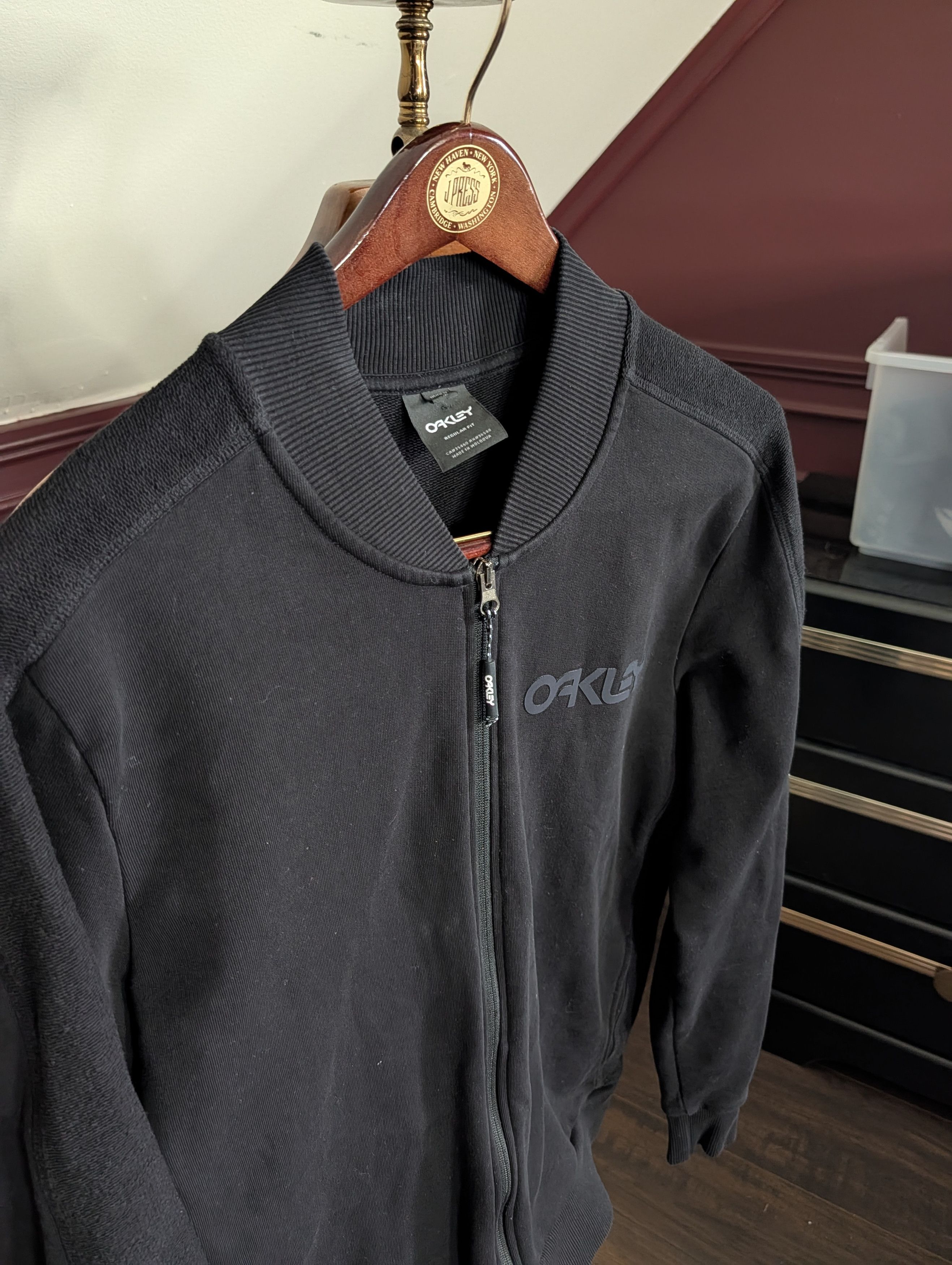 Oakley Black reverse terry logo print zip-up bomber sweatshirt Size US M / EU 48-50 / 2 - 2 Thumbnail