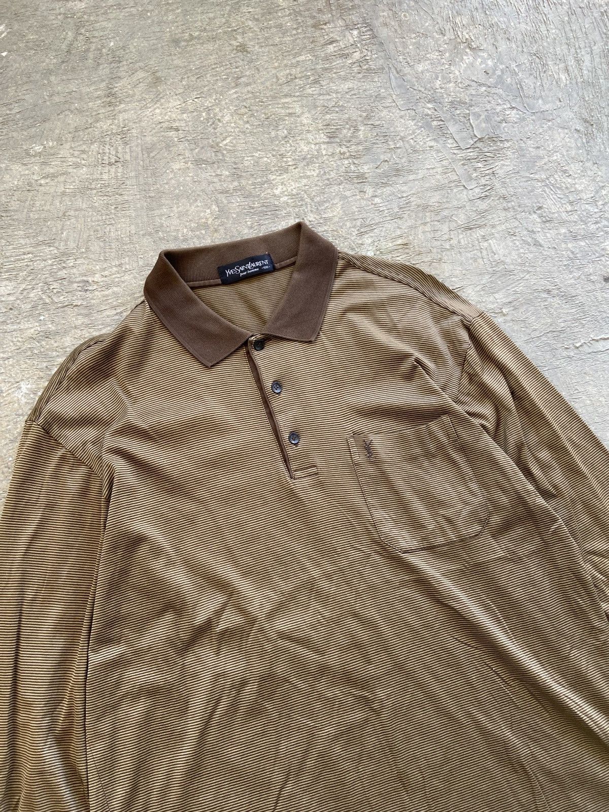 Yves Saint Laurent 1990s Yves Saint Laurent Pour Homme - Long Slevee Polo Shirt Size US L / EU 52-54 / 3 - 2 Thumbnail
