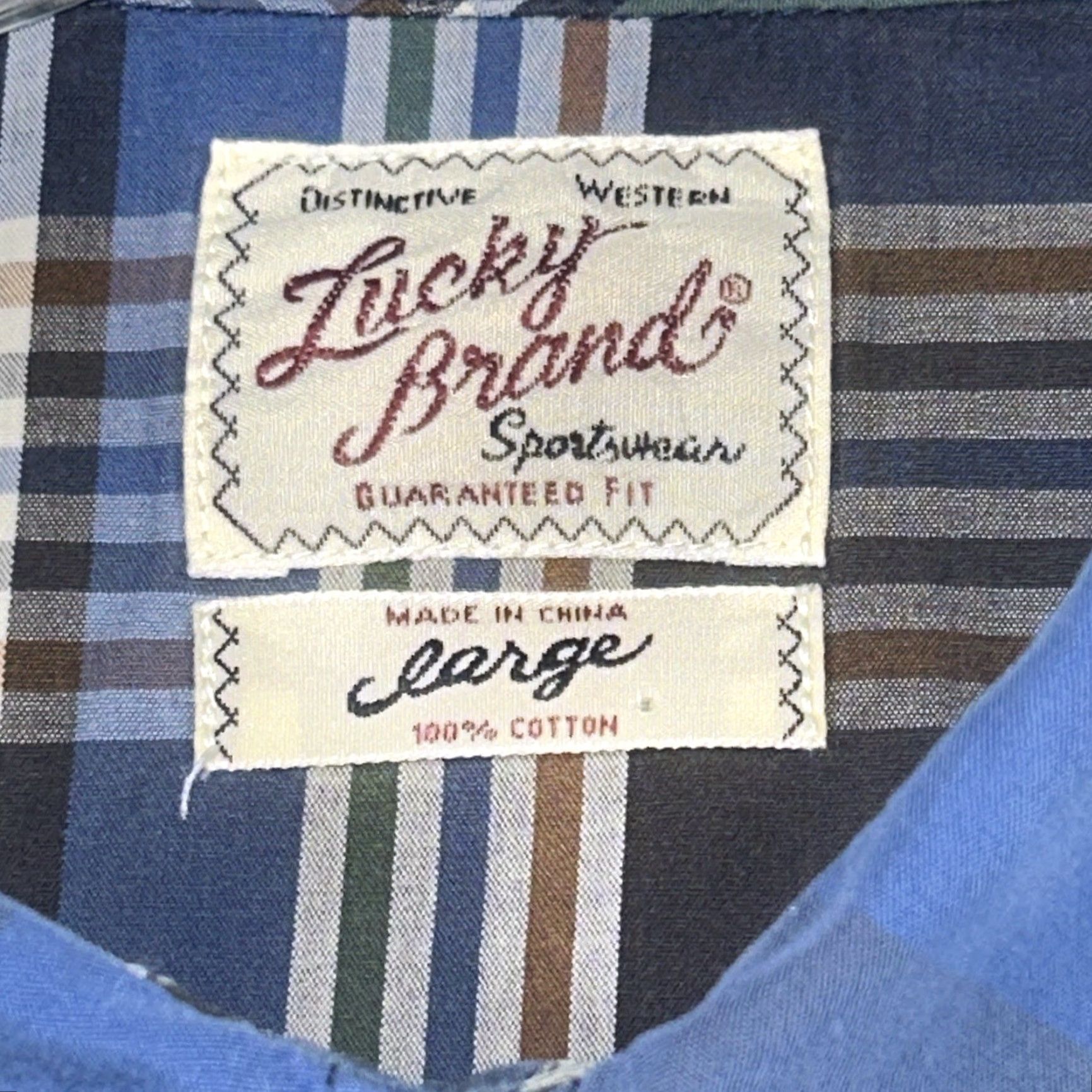 Lucky Brand Lucky Brand Shirt Mens L Blue Plaid Short Sleeve Button-Up Cowboy Western Casual Size US L / EU 52-54 / 3 - 5 Thumbnail
