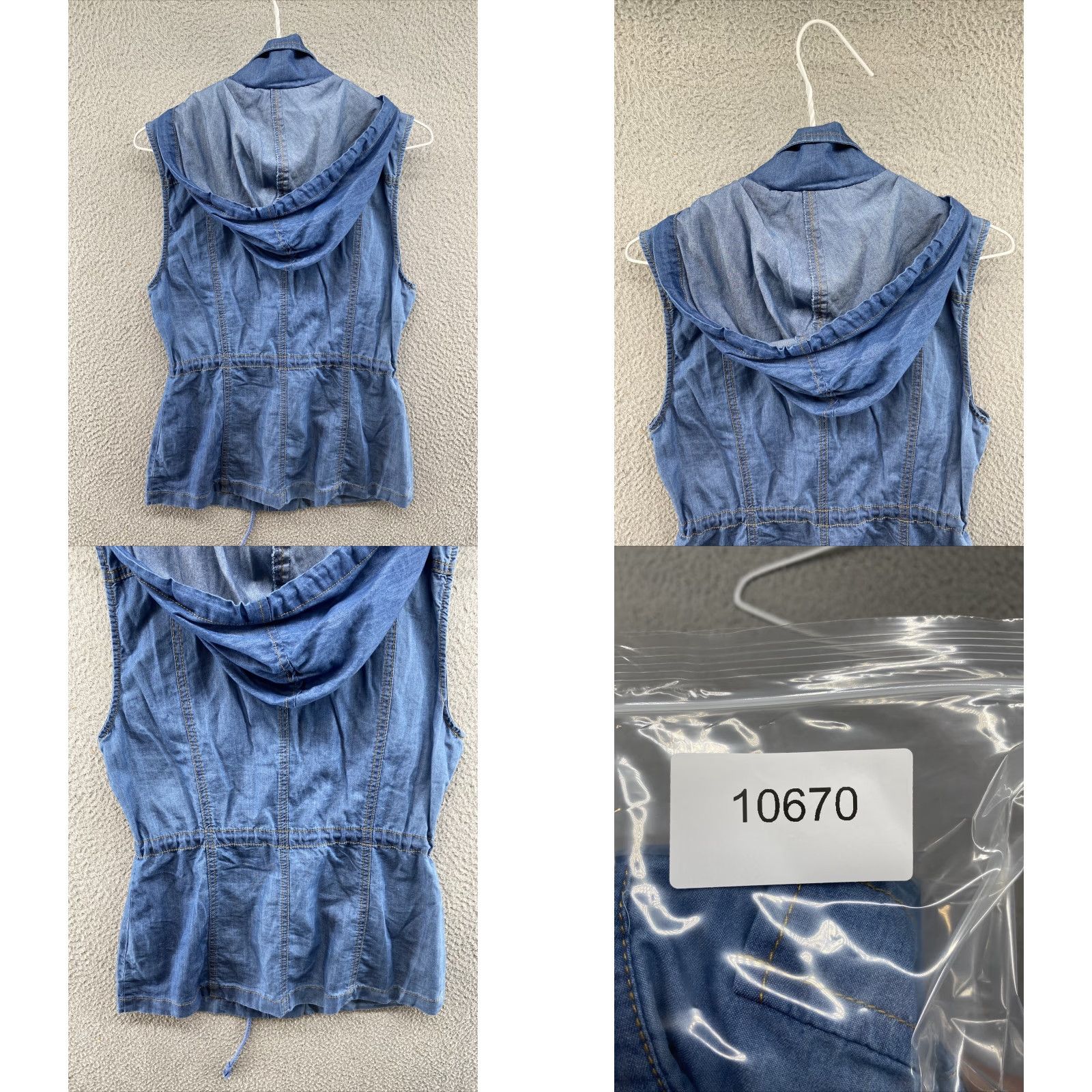 Denime Love Tree Women’s Chambray Denim Sleeveless Collared Hooded Top Small Blue Size S / US 4 / IT 40 - 8 Thumbnail