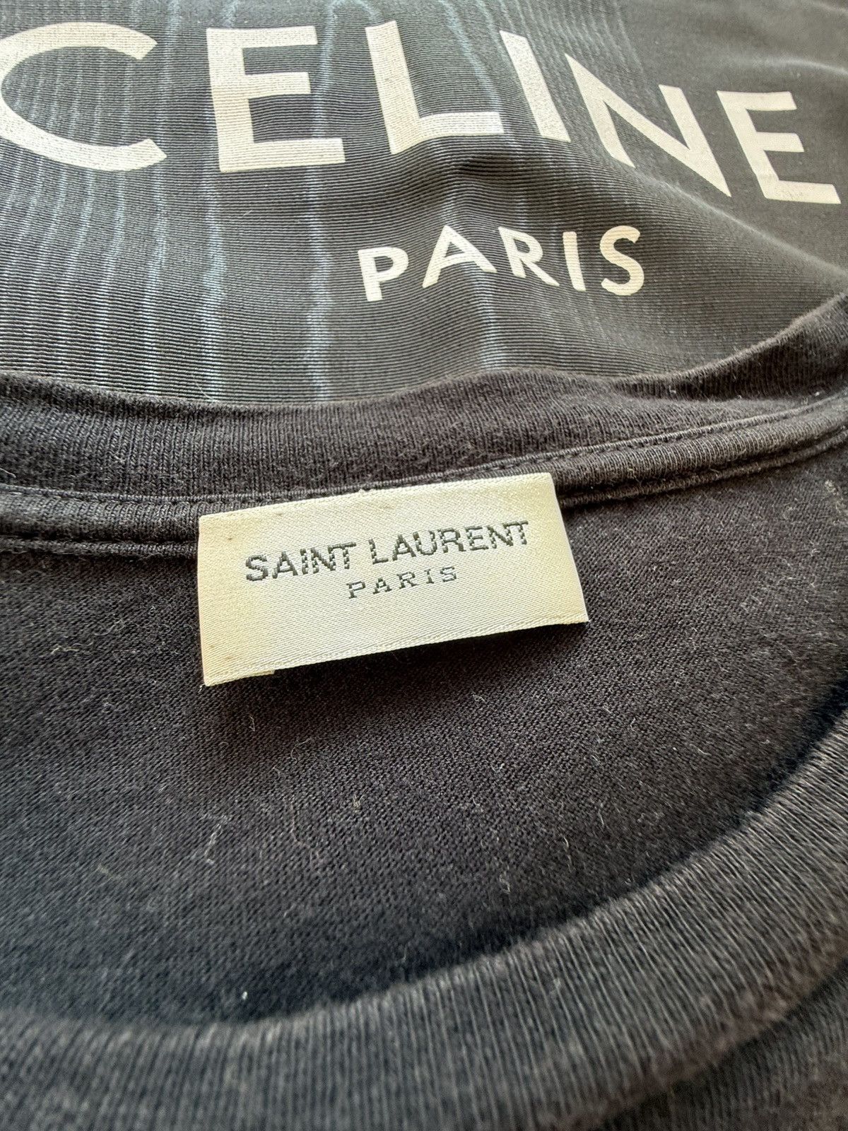 Saint Laurent Paris FW19 Saint Laurent heavy logo Black T shirt white logo L Size US L / EU 52-54 / 3 - 17 Thumbnail